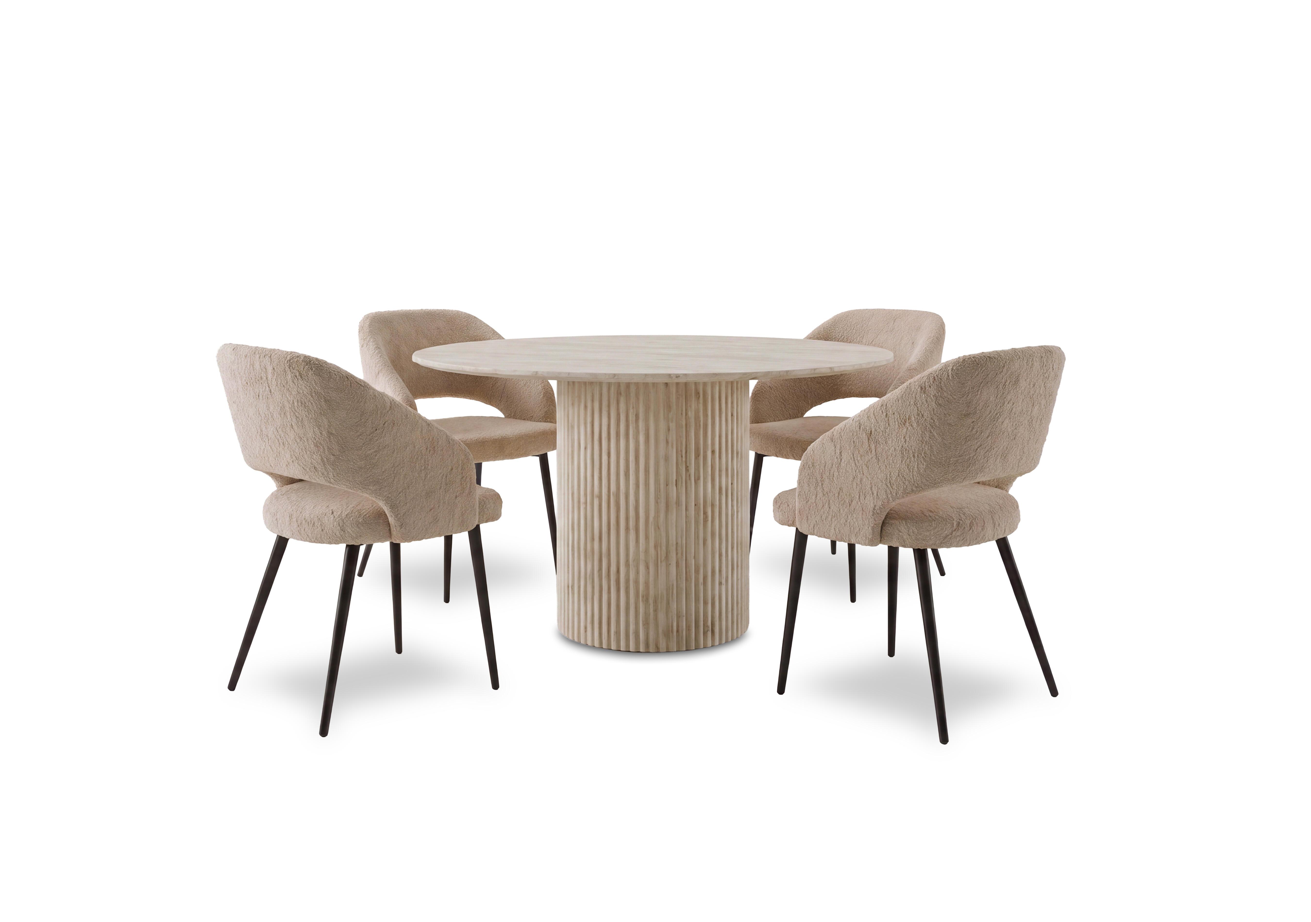 Romeo Round Dining Table and 4 Fabric Dining Chairs in  on Furniture Village