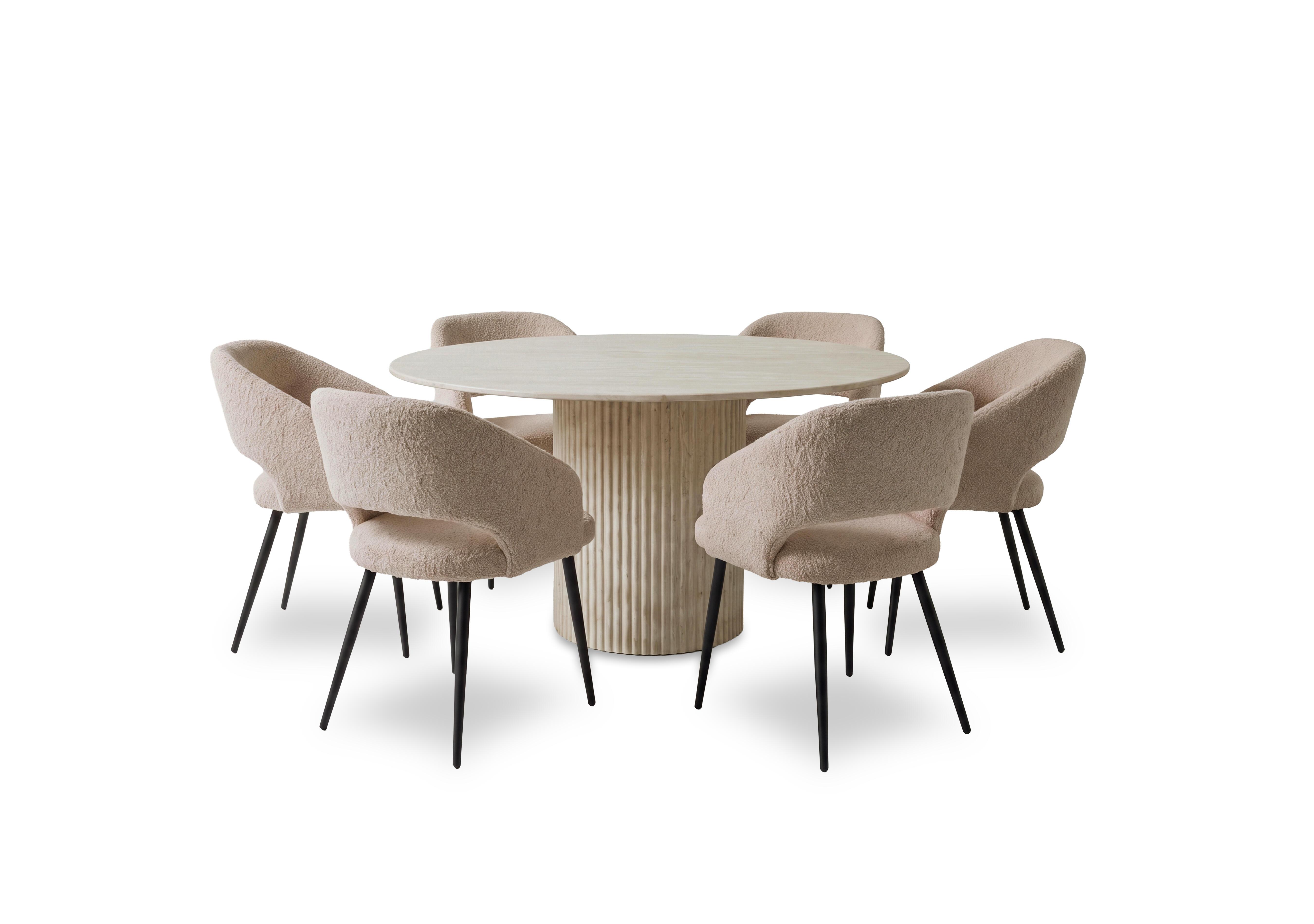 Romeo Round Dining Table and 6 Fabric Dining Chairs in  on Furniture Village