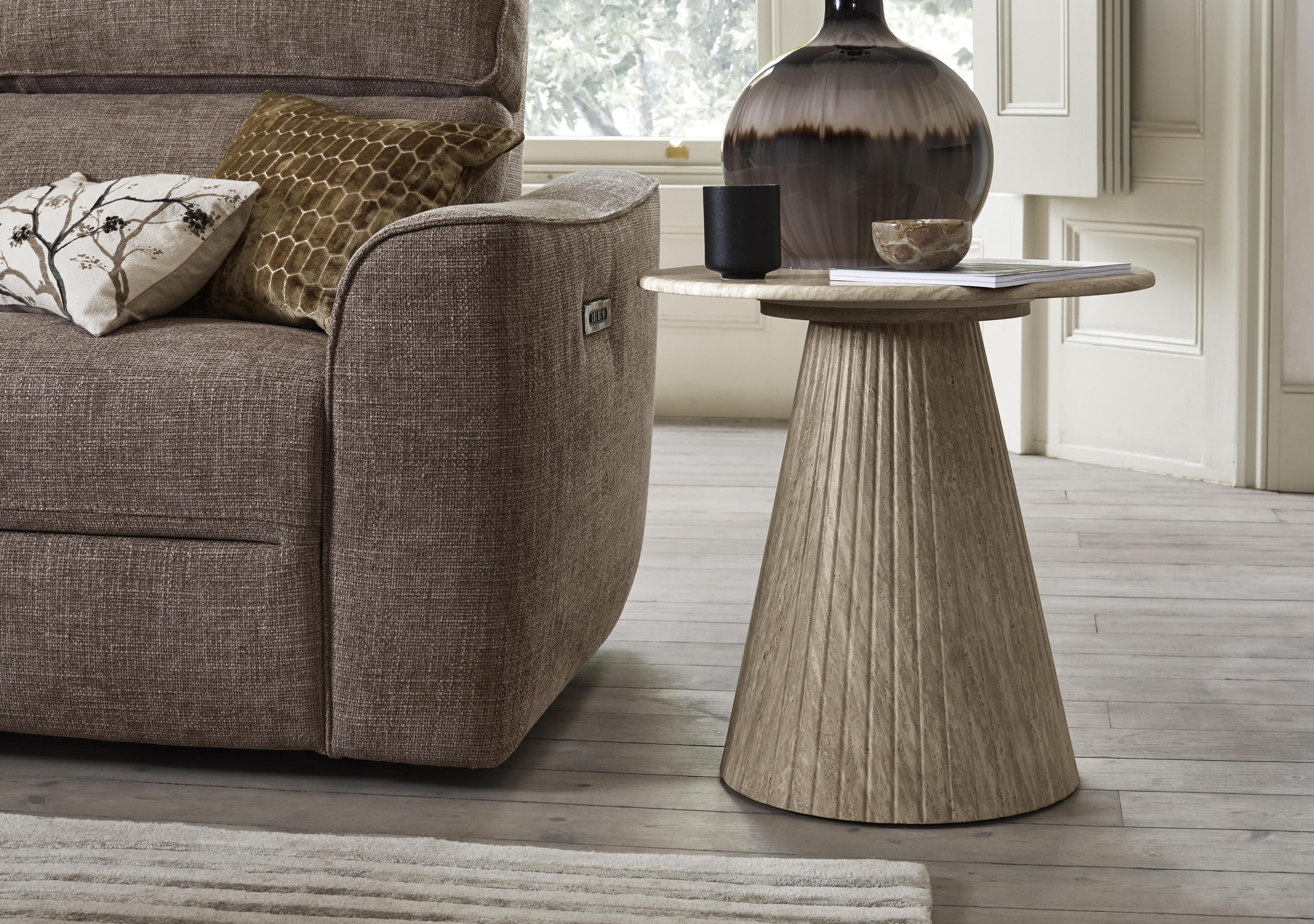 Romeo Round Lamp Table with Pedestal Base in  on Furniture Village