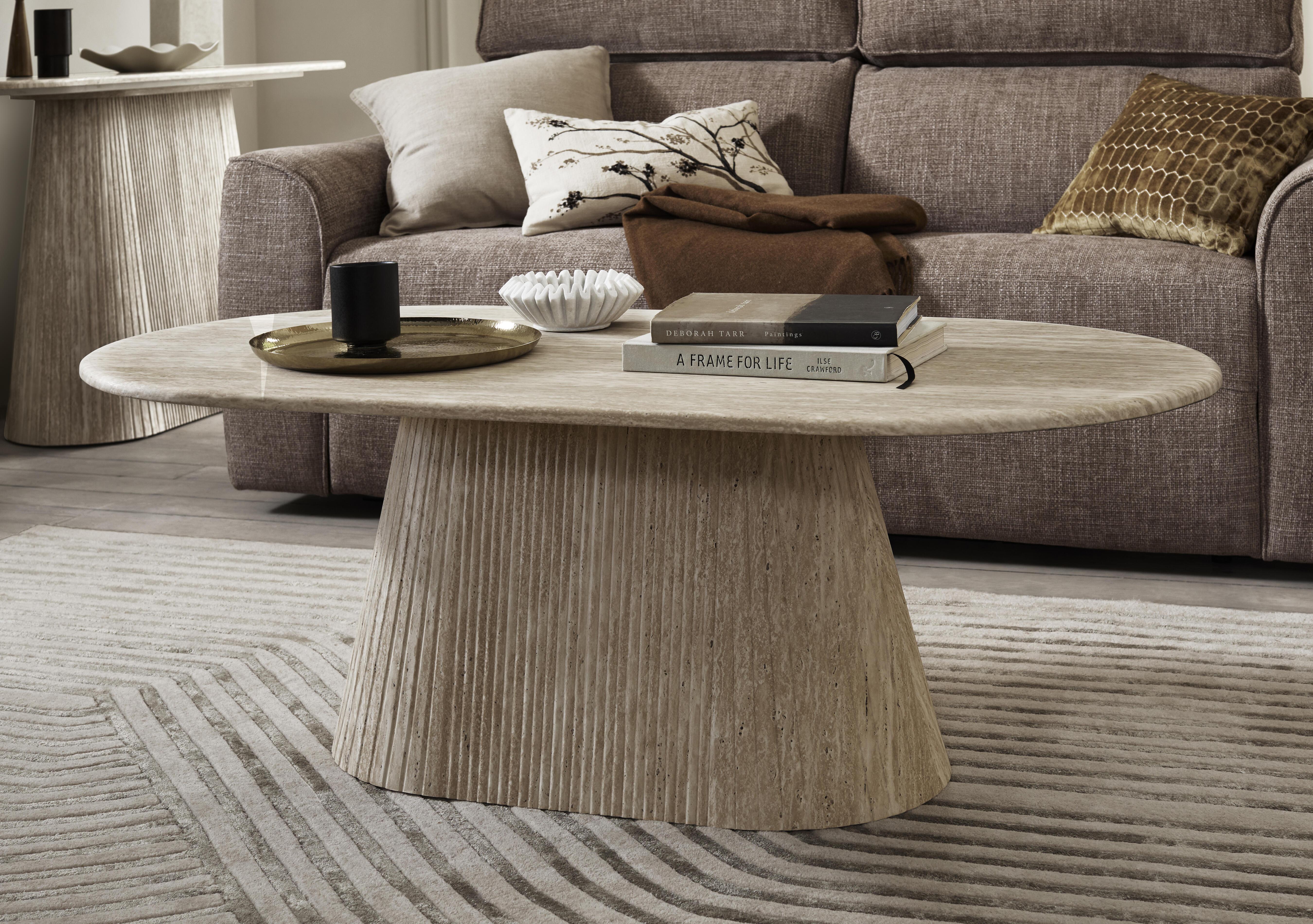 Romeo Oval Coffee Table with Pedestal Base in  on Furniture Village