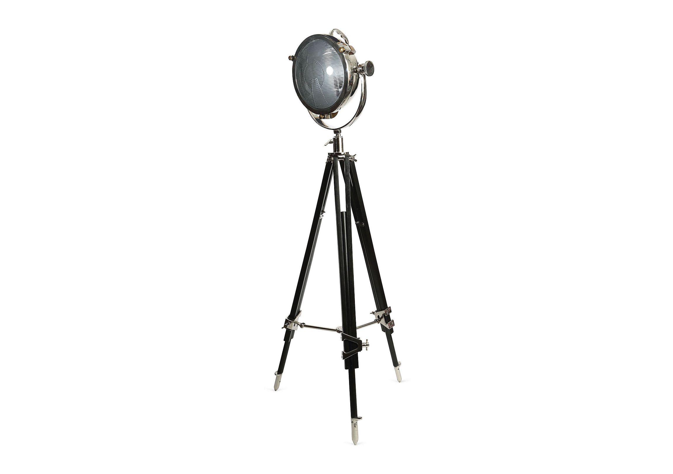 Rolls Headlamp Floor Lamp with Black Wood Tripod in  on Furniture Village