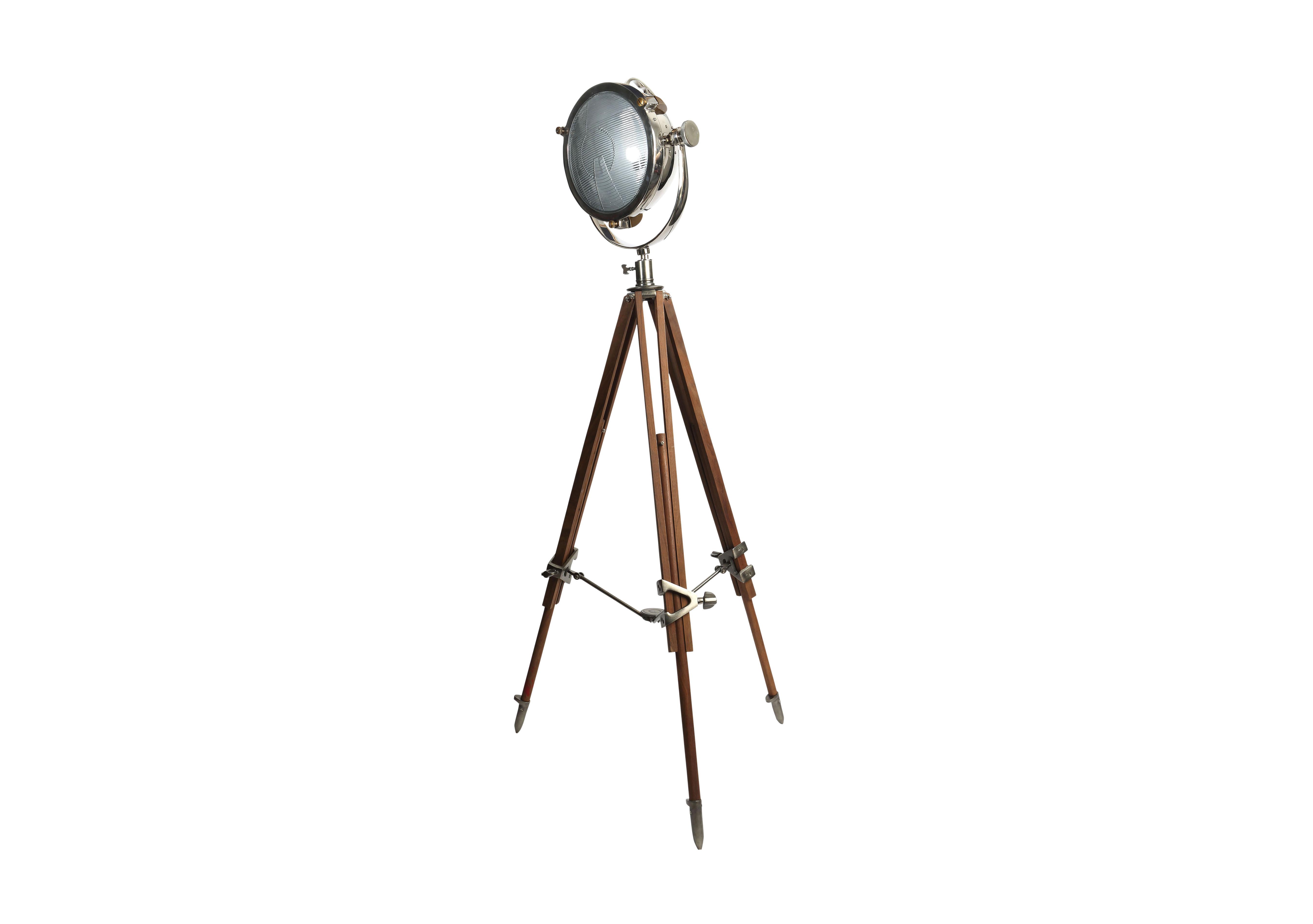 Rolls Headlamp Floor Lamp with Natural Wood Tripod in  on Furniture Village