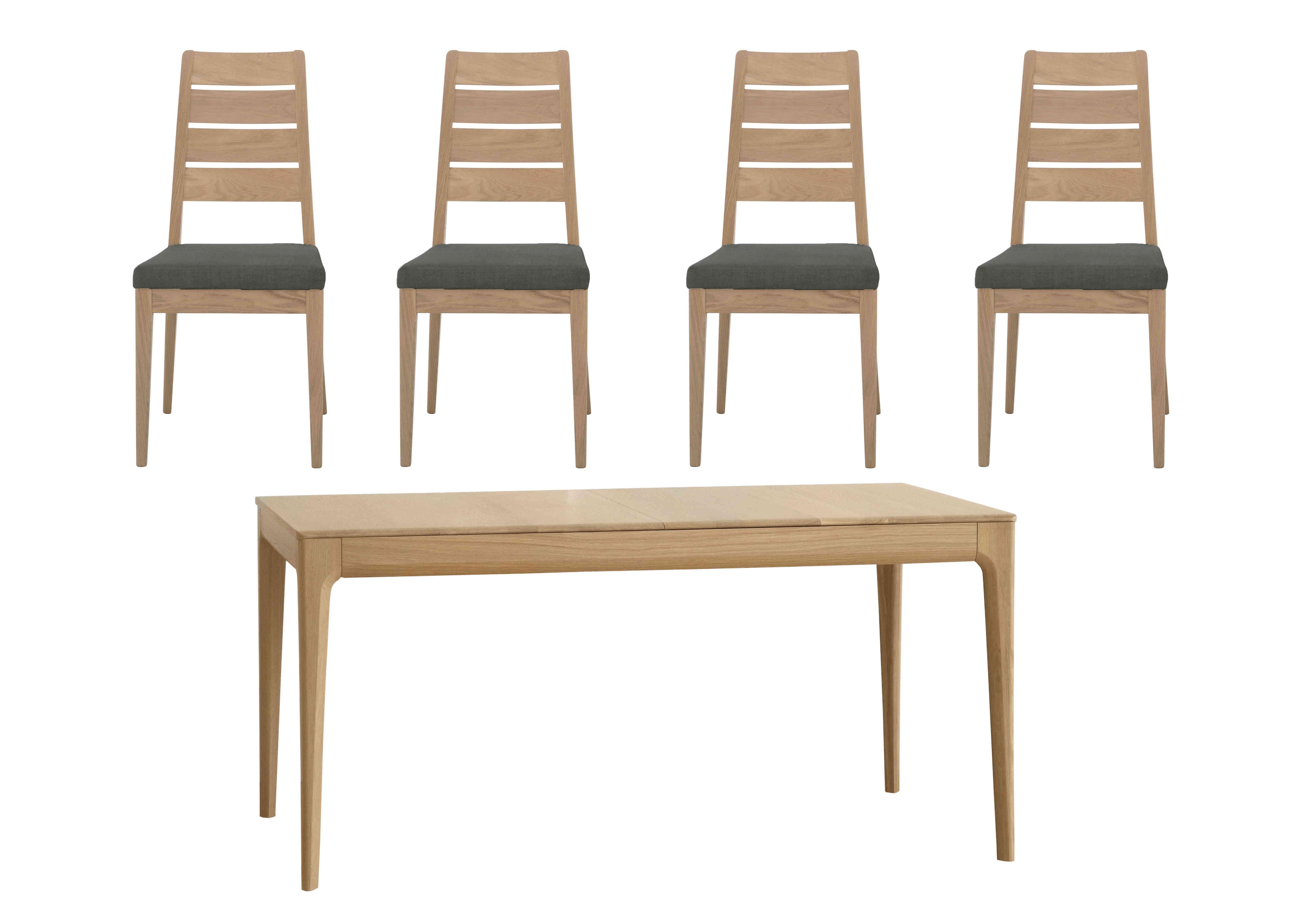 Romana Medium Extending Dining Table and 4 Slatted Dining Chairs in  on Furniture Village