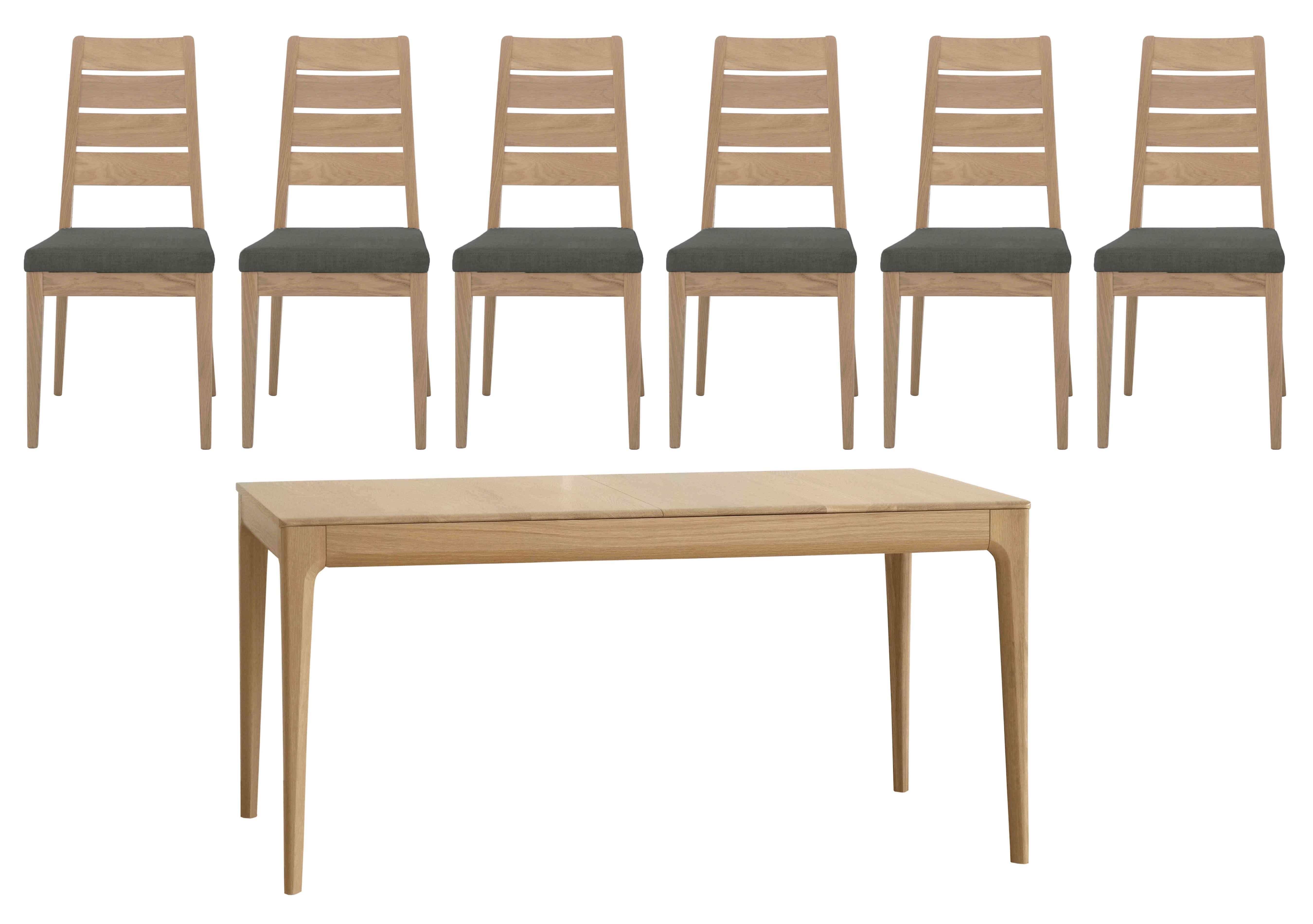 Romana Medium Extending Dining Table and 6 Slatted Dining Chairs in  on Furniture Village