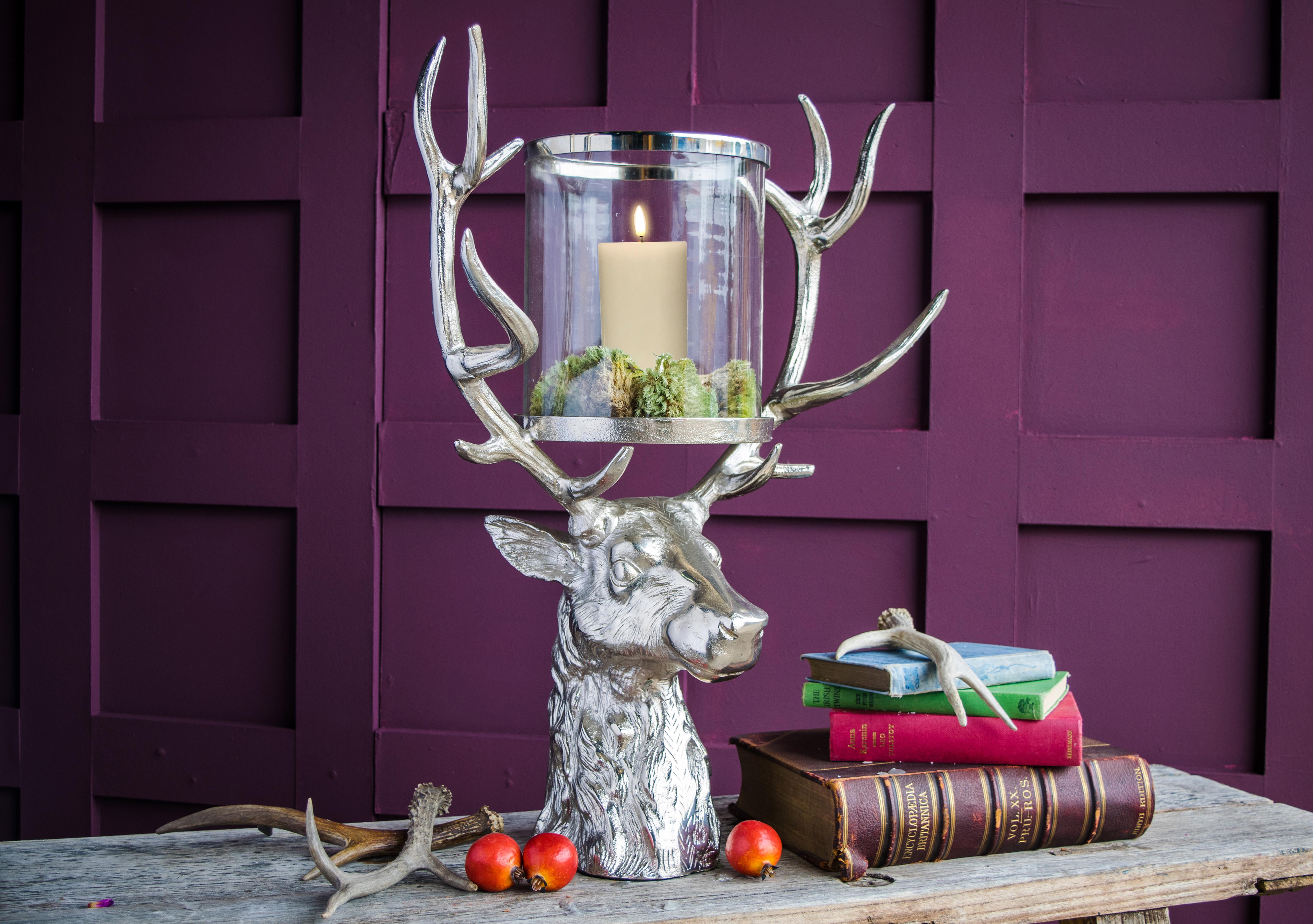 New Forest Stag Lantern with LED Candle in  on Furniture Village