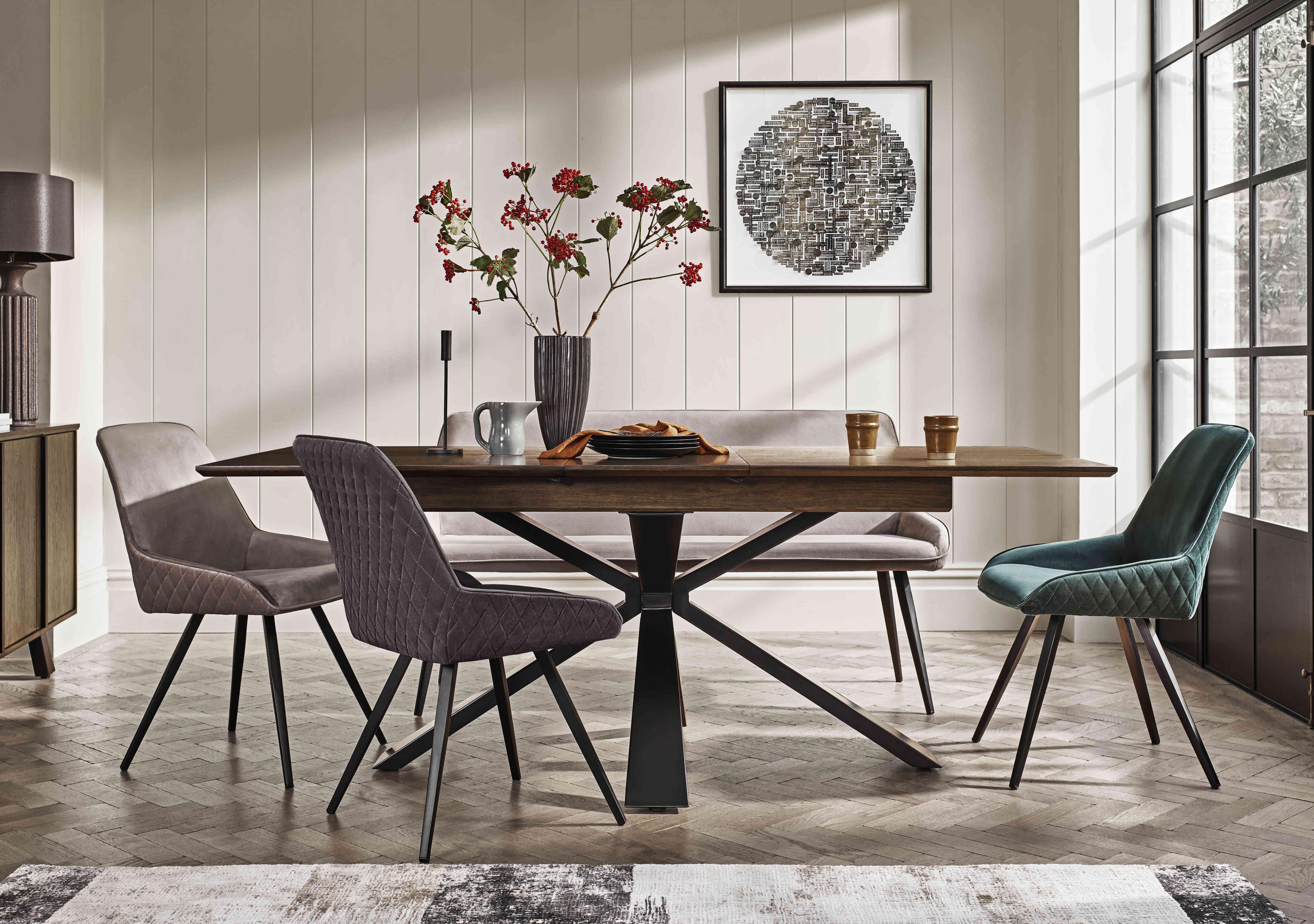 Saigon Extending Dining Table with Metal Base in  on Furniture Village