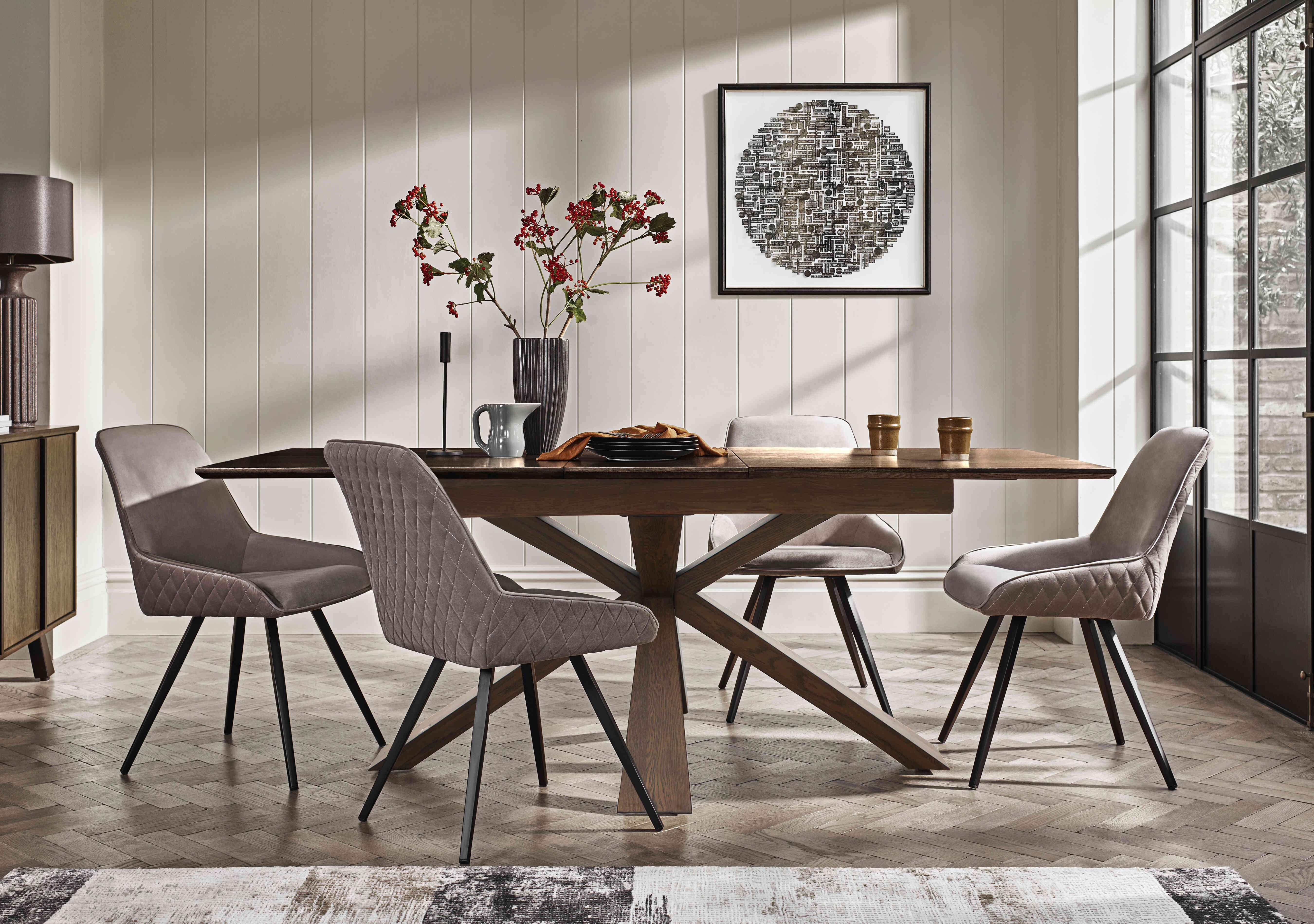 Saigon Extending Dining Table with Wooden Base in  on Furniture Village