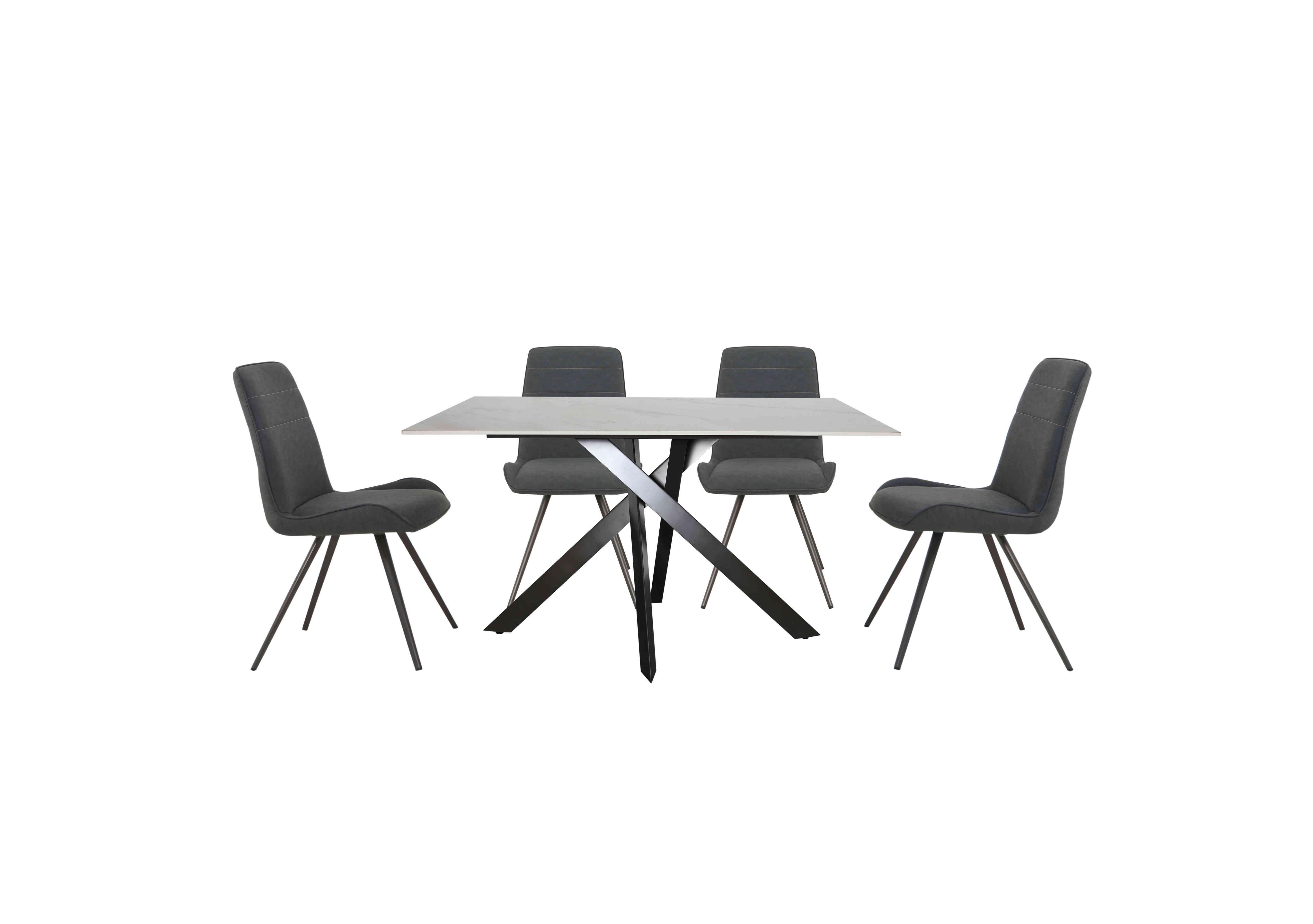 Samurai Compact Dining Table with White Ceramic Top and 4 Dark Grey Faux Leather Dining Chairs in  on Furniture Village