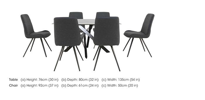 Samurai Compact Dining Table with White Ceramic Top and 6 Dark Grey Faux Leather Dining Chairs in  on Furniture Village