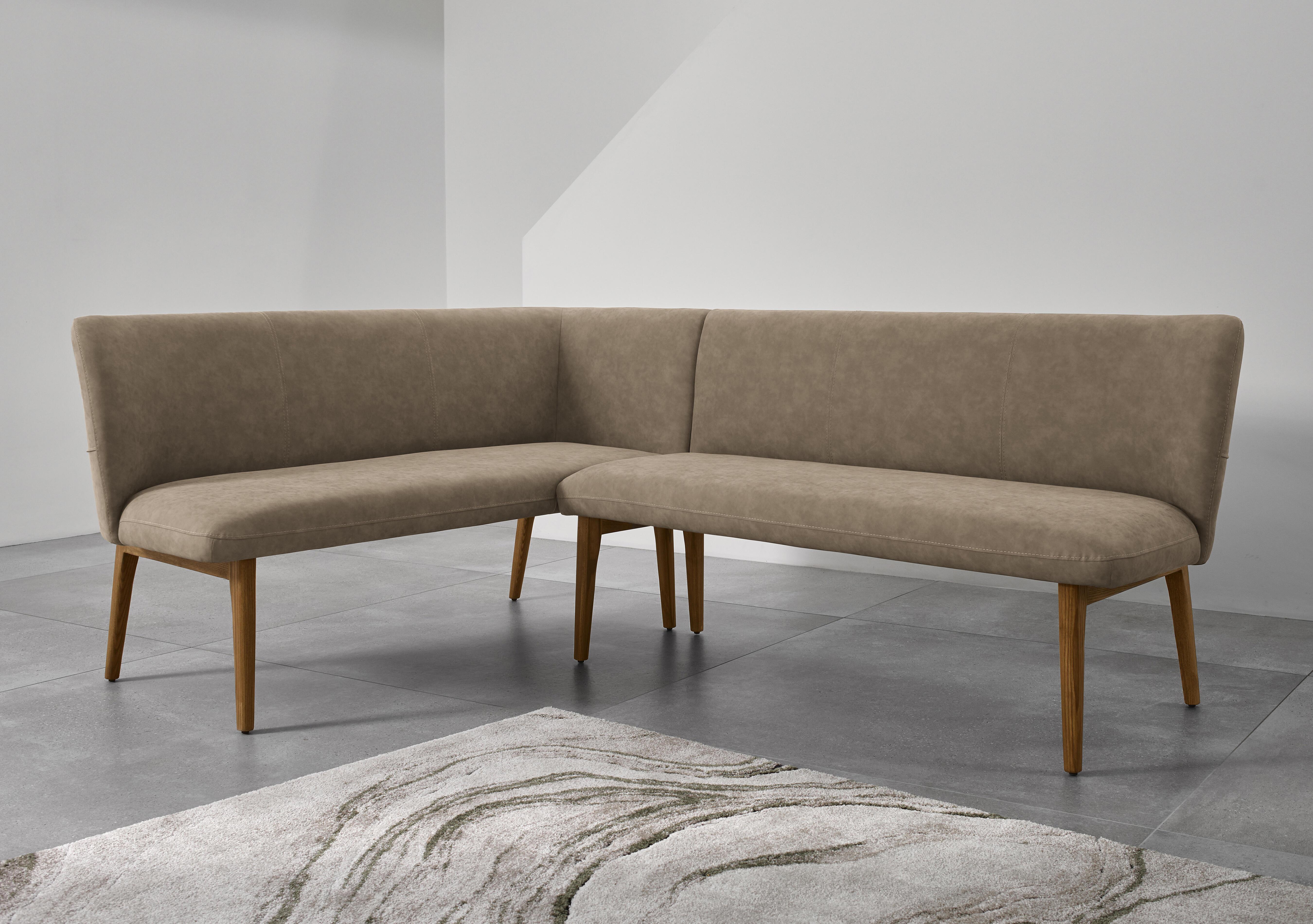 Sansa Faux Leather Left Hand Facing Corner Dining Bench with Wooden Legs in  on Furniture Village