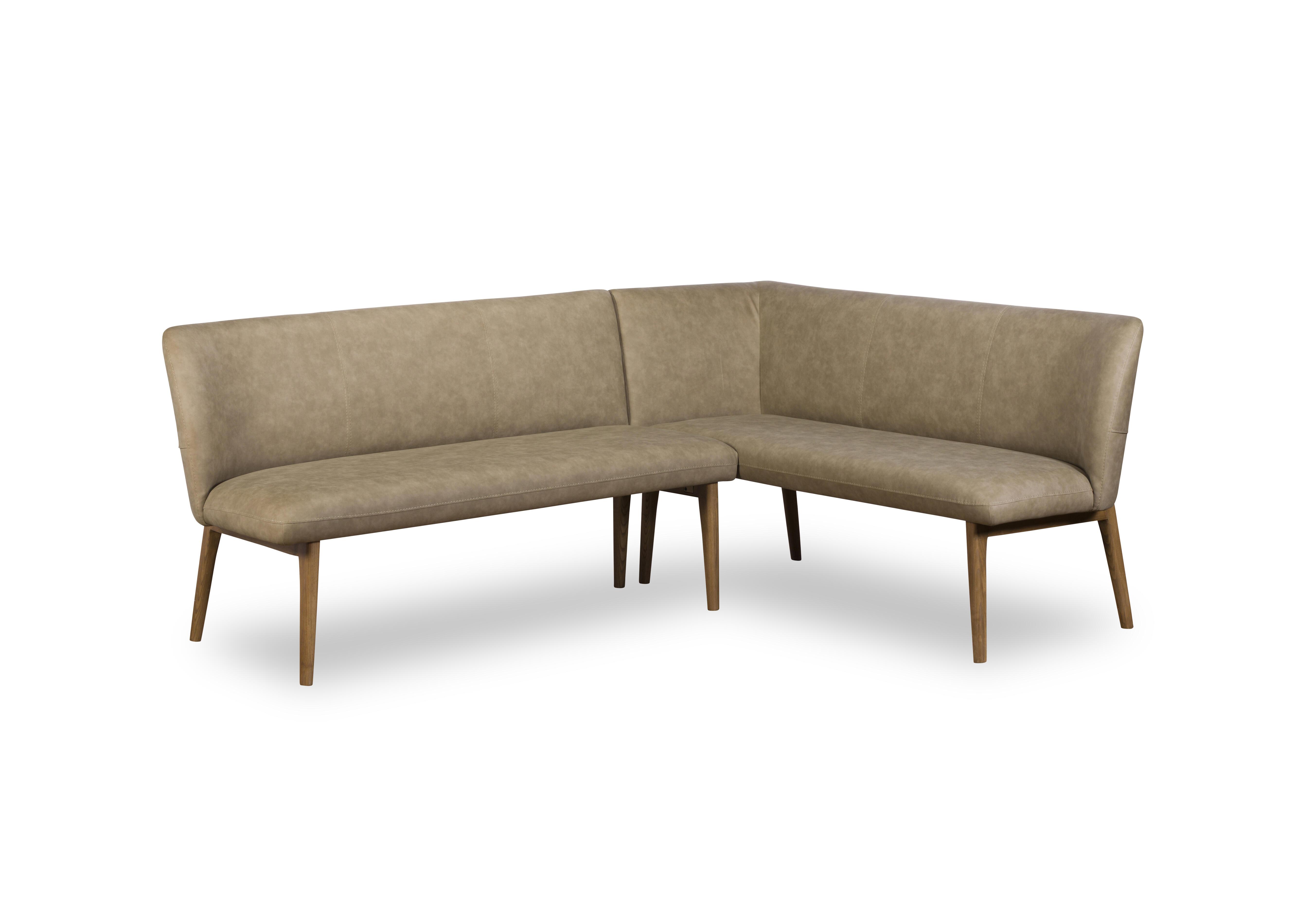 Sansa Faux Leather Right Hand Facing Corner Dining Bench with Wooden Legs in  on Furniture Village