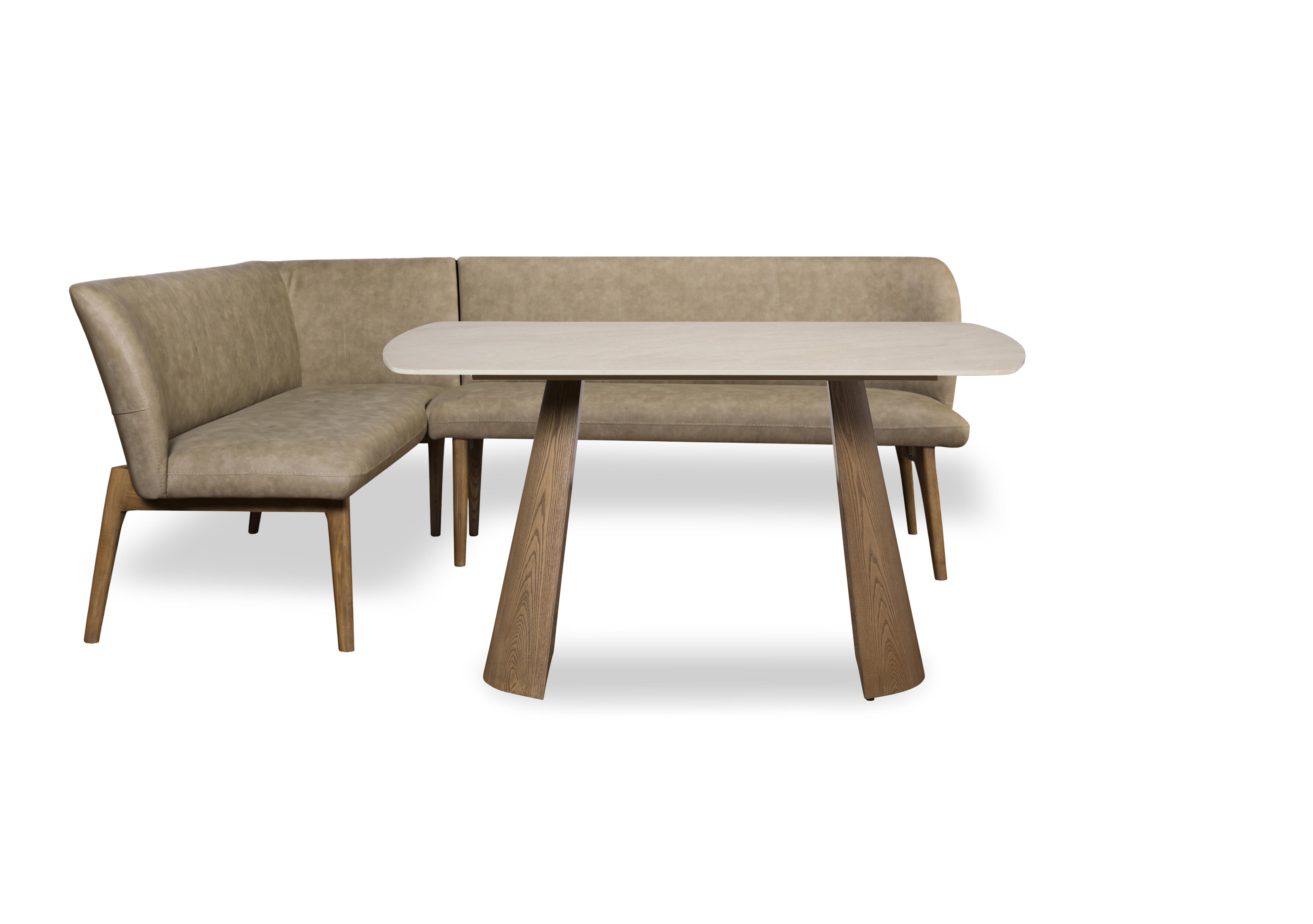 Sansa Rectangular Fixed Dining Table and Faux Leather Left Hand Facing Corner Dining Bench in  on Furniture Village
