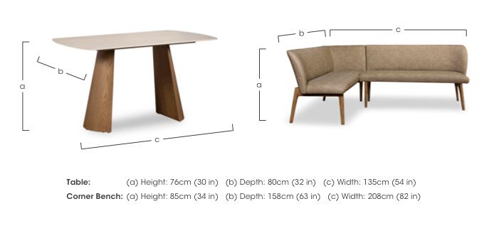 Sansa Rectangular Fixed Dining Table and Faux Leather Left Hand Facing Corner Dining Bench in  on Furniture Village