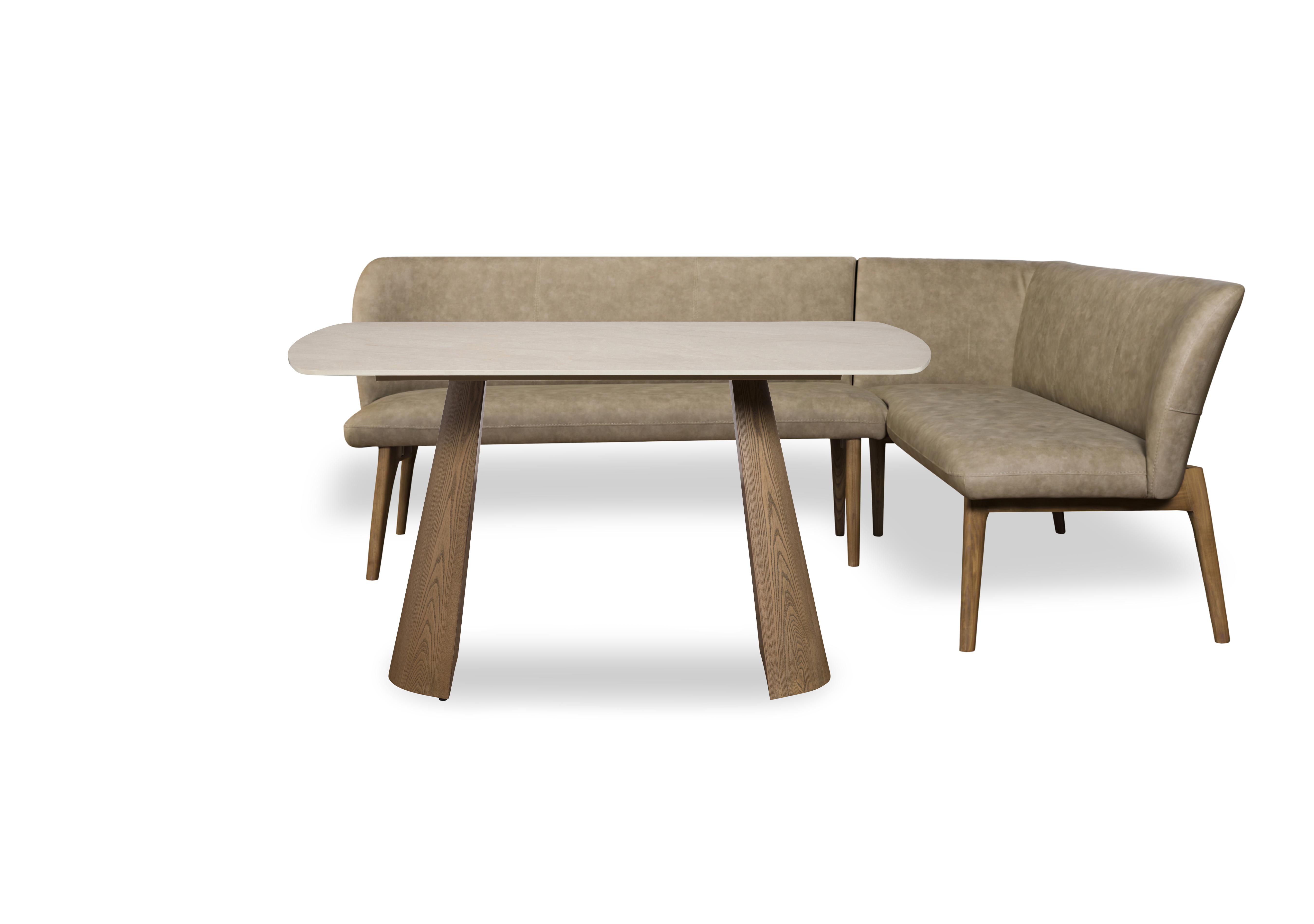 Sansa Rectangular Fixed Dining Table and Faux Leather Right Hand Facing Corner Dining Bench in  on Furniture Village