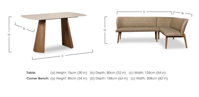 Sansa Rectangular Fixed Dining Table and Faux Leather Right Hand Facing Corner Dining Bench in  on Furniture Village