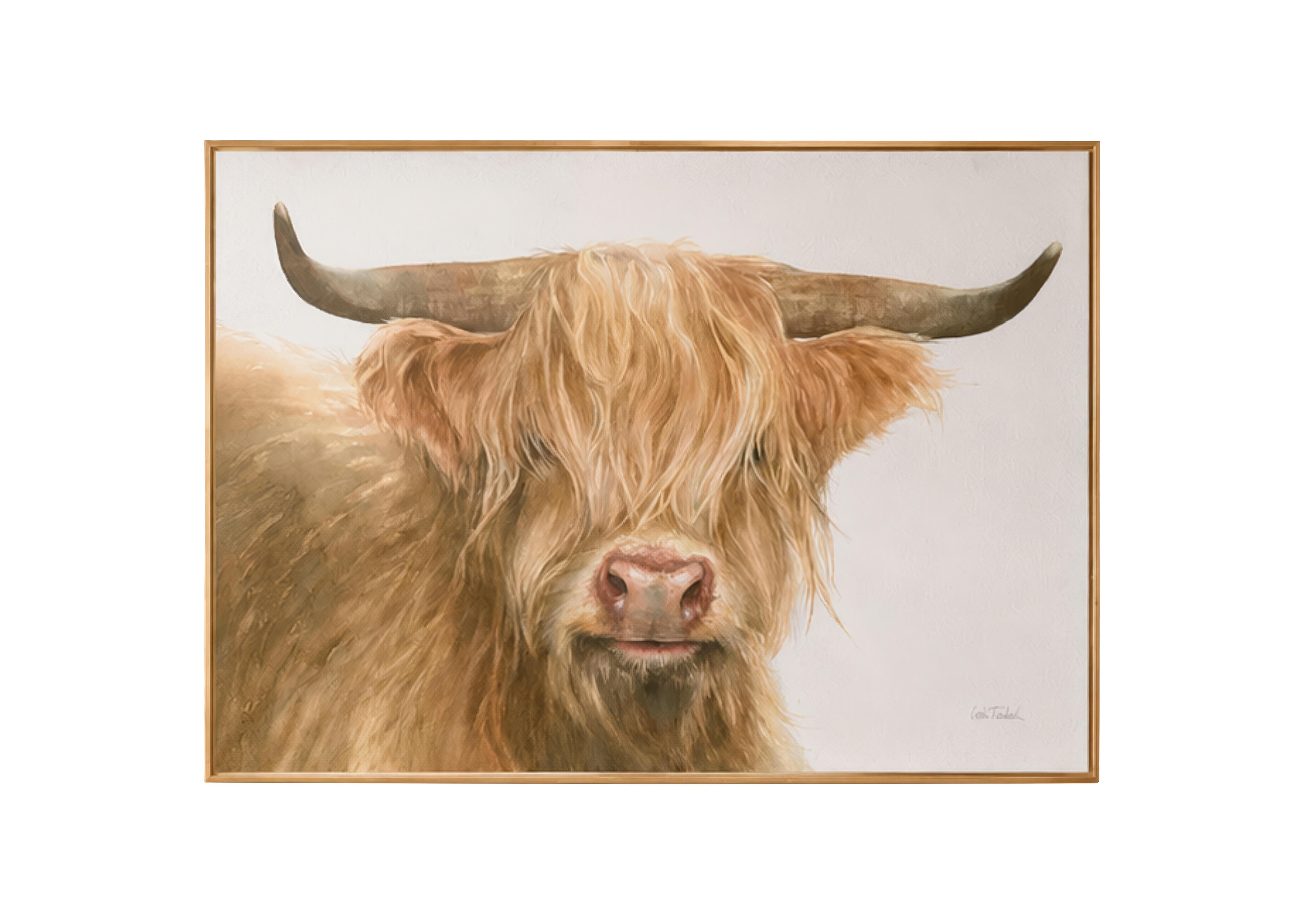 Shetland Cow Framed Velvet Canvas in  on Furniture Village