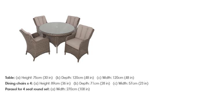 Sicily 4 Seat Round Dining Set with Parasol in  on Furniture Village