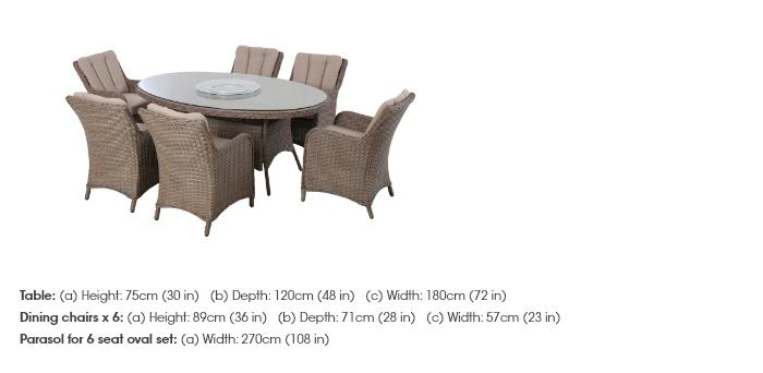 Sicily 6 Seat Oval Dining Set with Lazy Susan and Parasol in  on Furniture Village