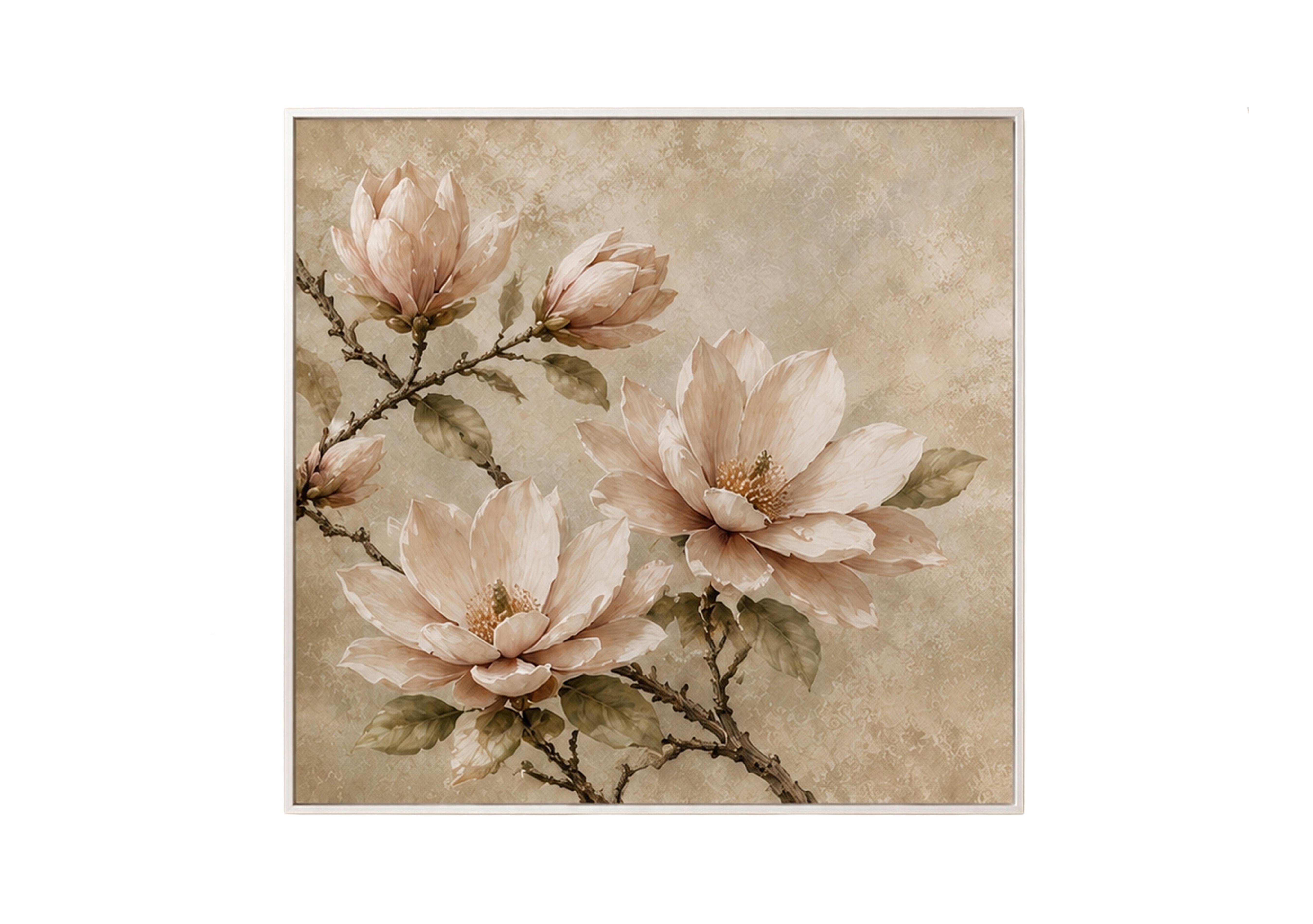 Soft Magnolia 2 Square Framed Velvet Canvas in  on Furniture Village