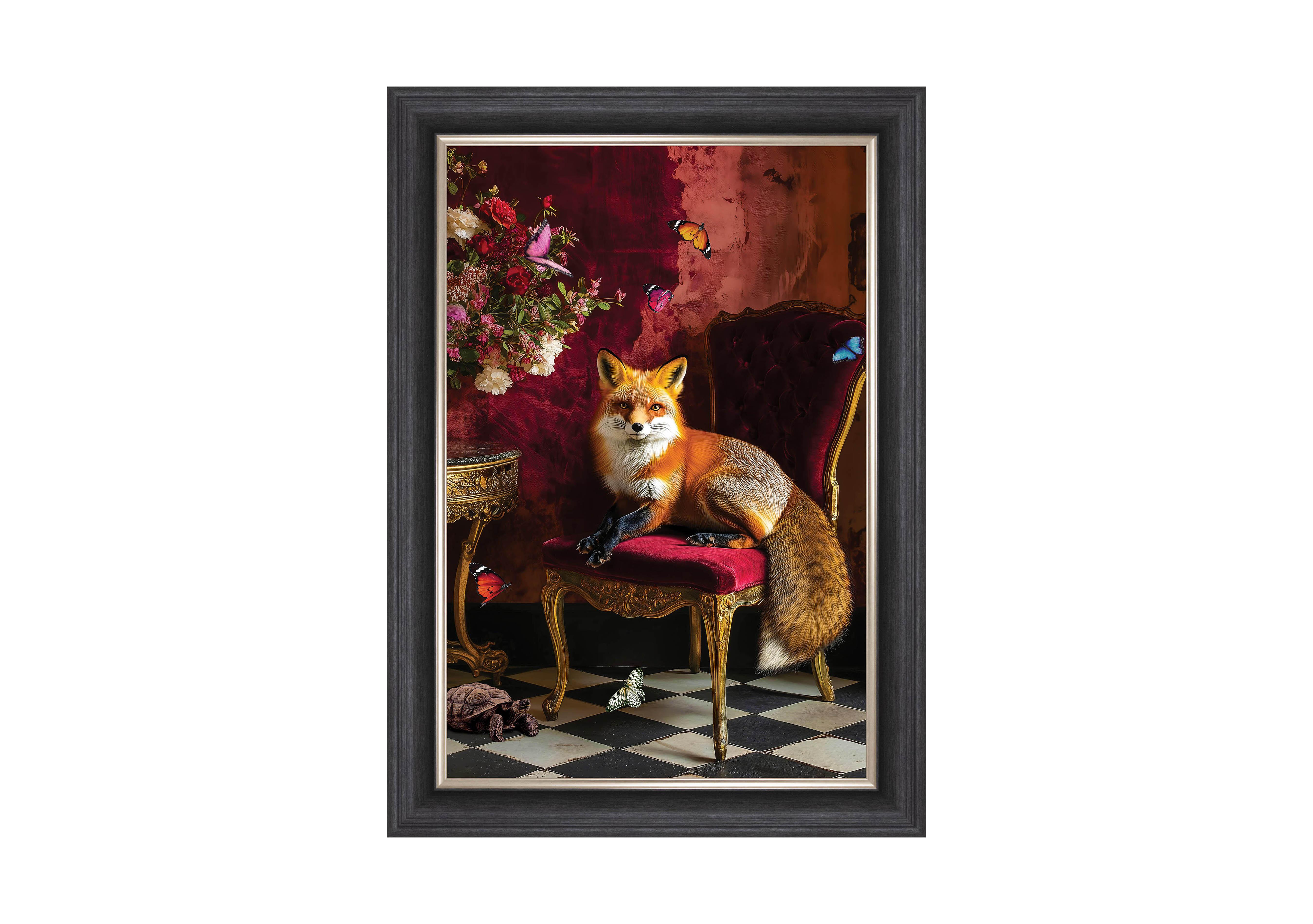 Stately Home Curiosity Fox Framed Picture in  on Furniture Village