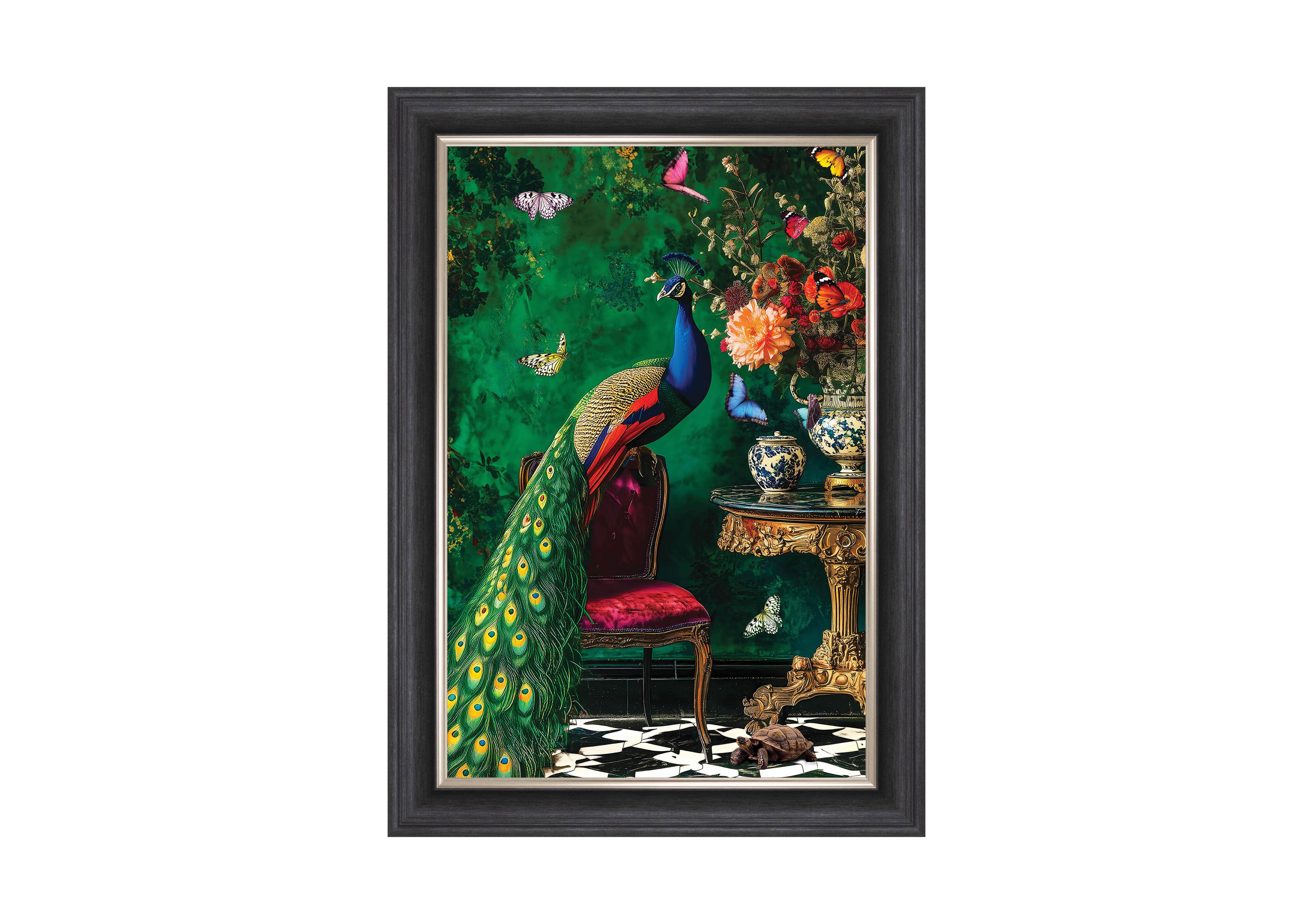 Stately Home Peacock Framed Picture in  on Furniture Village