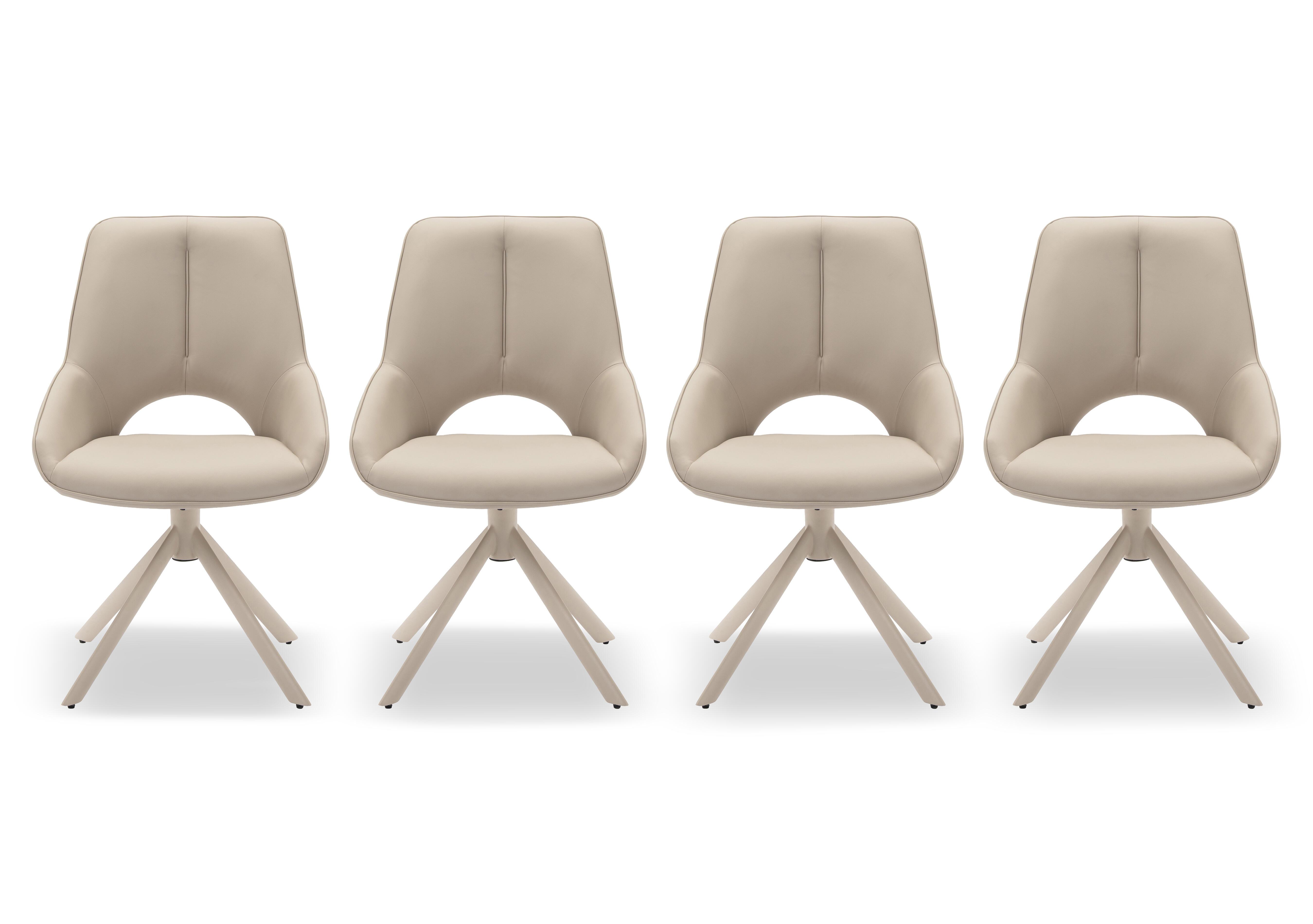 Tino Set of 4 Faux Leather Swivel Dining Chairs in  on Furniture Village