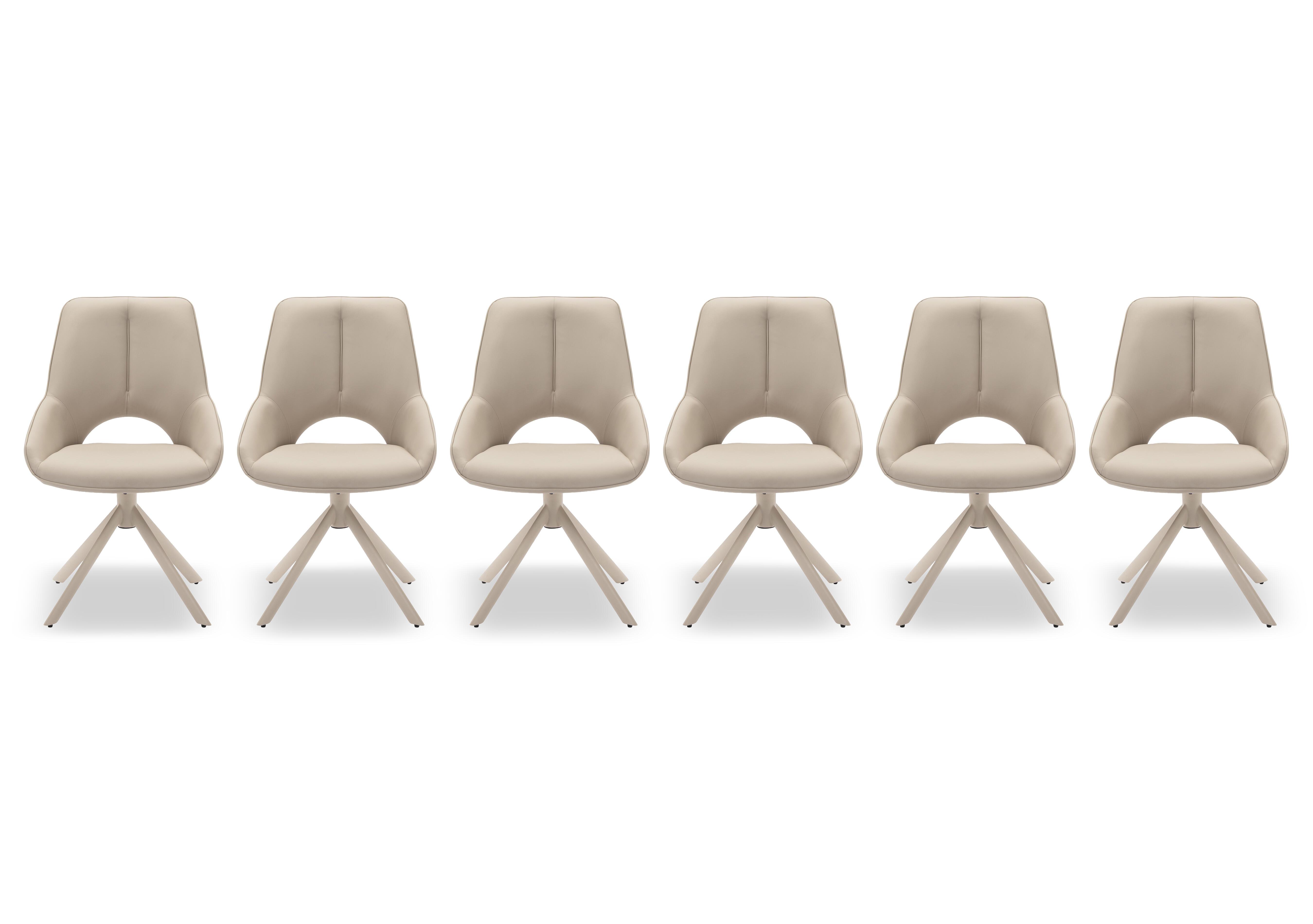 Tino Set of 6 Faux Leather Swivel Dining Chairs in  on Furniture Village