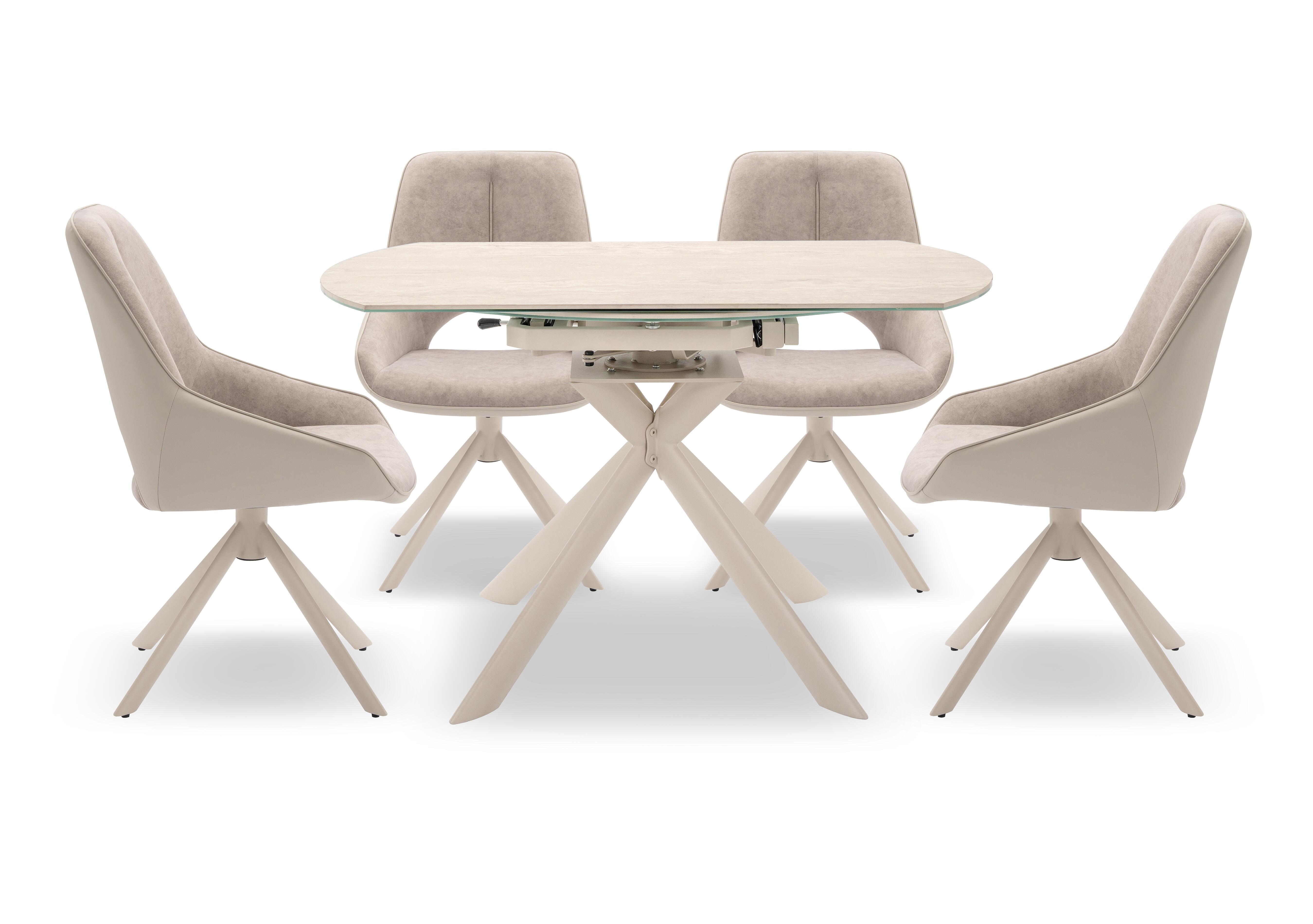 Tino Swivel Extending Dining Table and 4 Two Tone Swivel Dining Chairs in  on Furniture Village