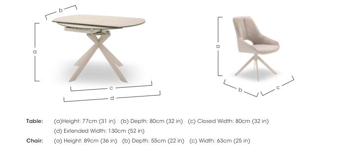 Tino Swivel Extending Dining Table and 4 Two Tone Swivel Dining Chairs in  on Furniture Village
