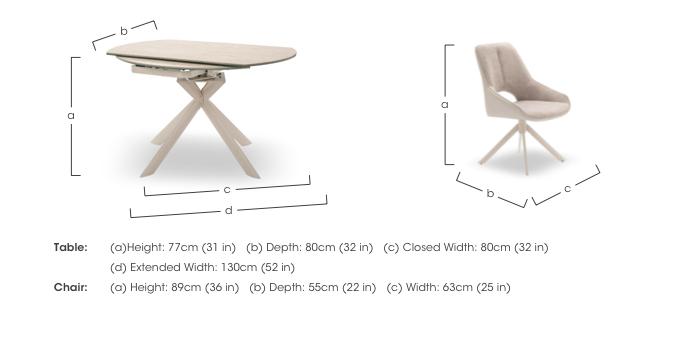 Tino Swivel Extending Dining Table and 6 Two Tone Swivel Dining Chairs in  on Furniture Village