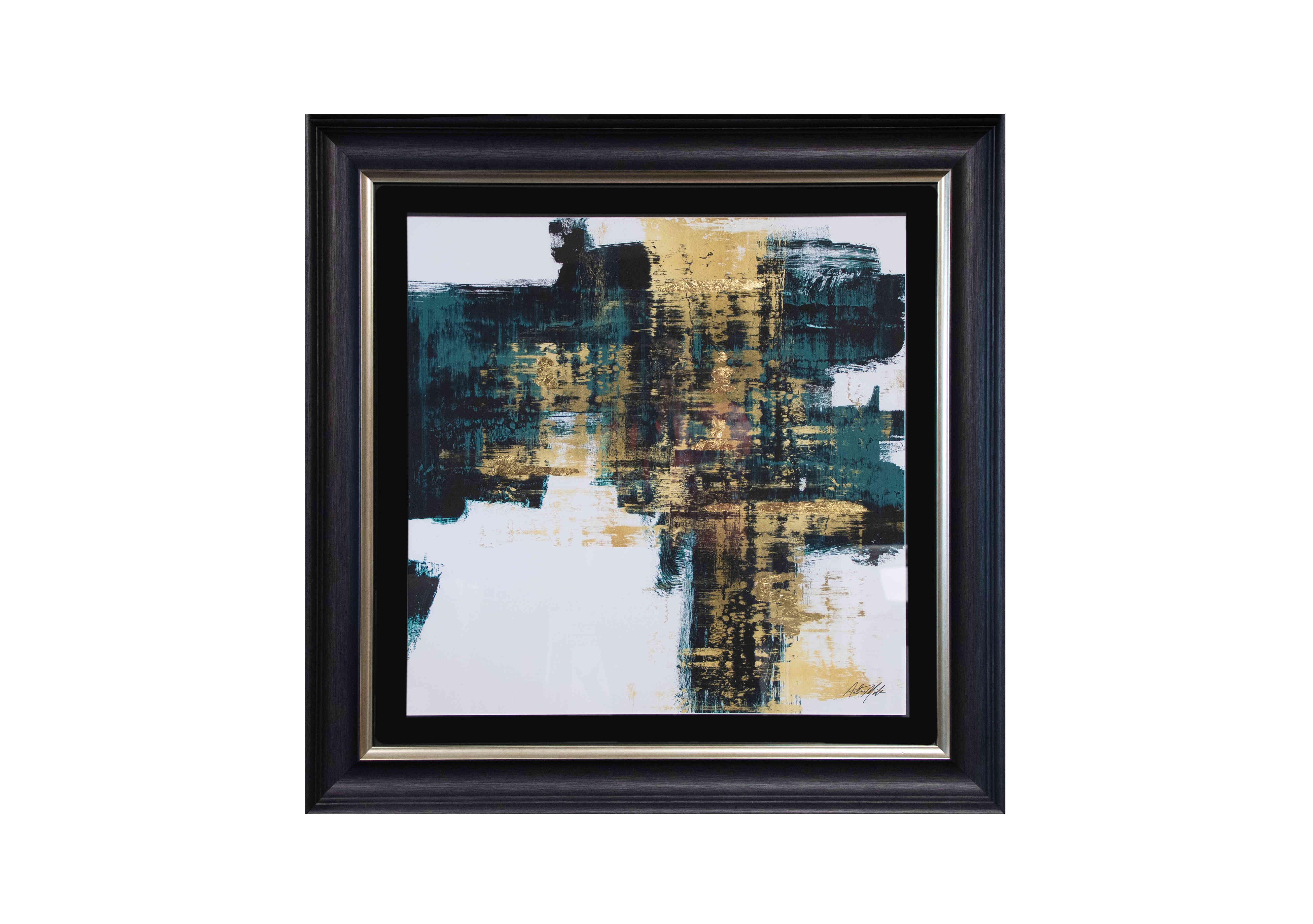 Teal and Gold Abstract I Framed Picture in  on Furniture Village