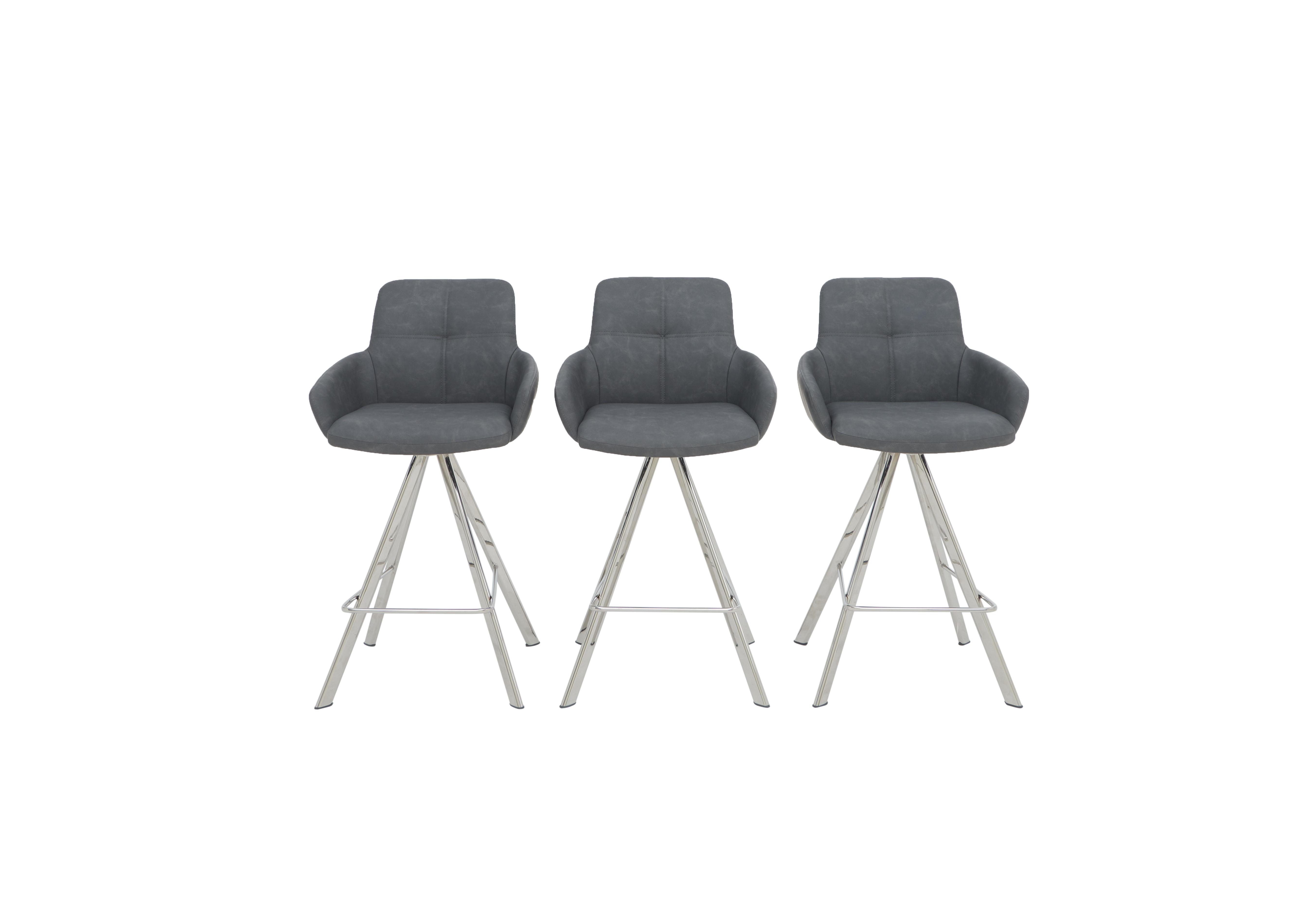Vegas Set of 3 Faux Leather Swivel Barstools with Arms in  on Furniture Village