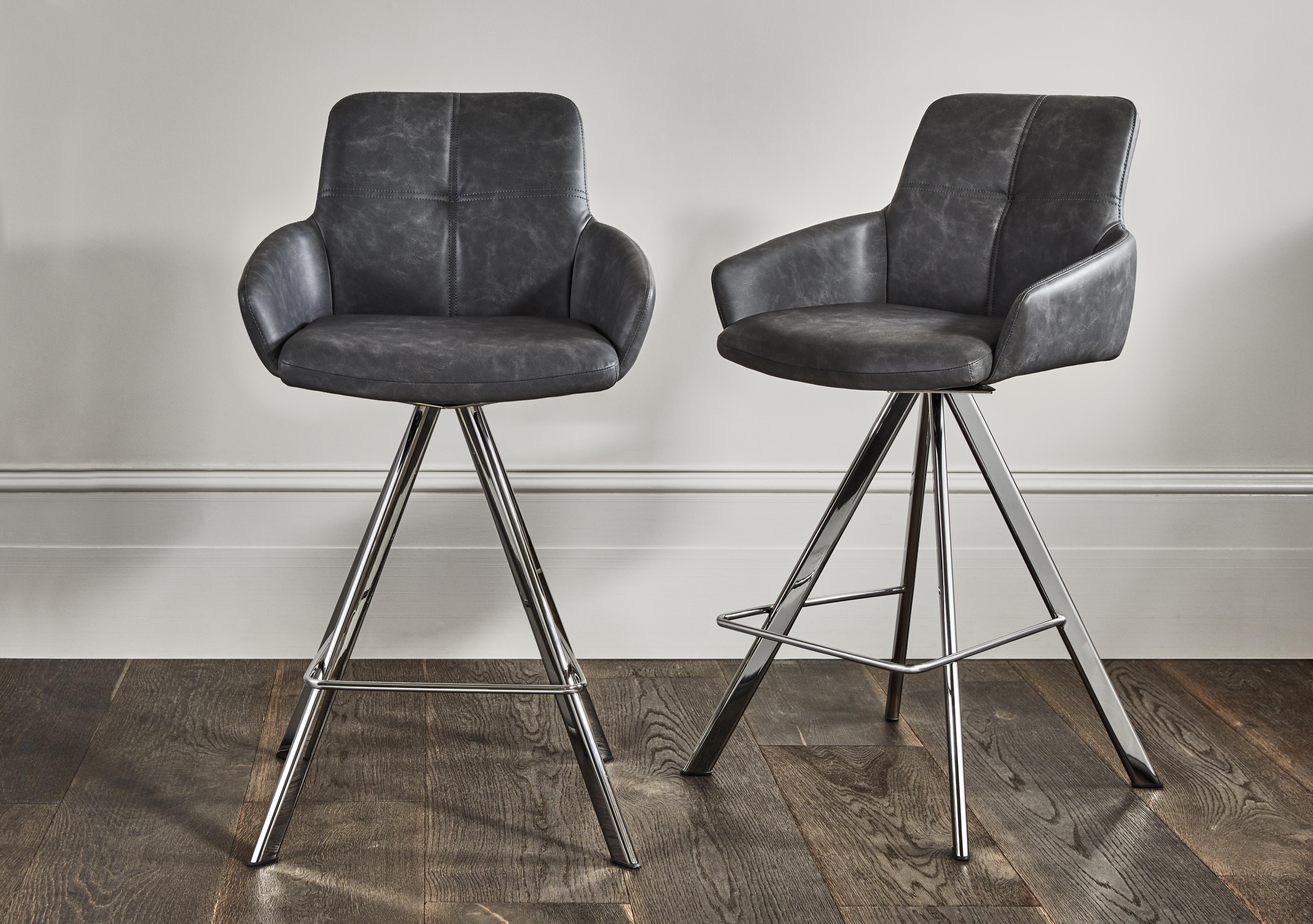 Vegas Set of 3 Faux Leather Swivel Barstools with Arms in  on Furniture Village