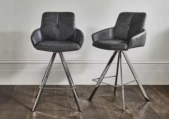 Vegas Set of 3 Faux Leather Swivel Barstools with Arms