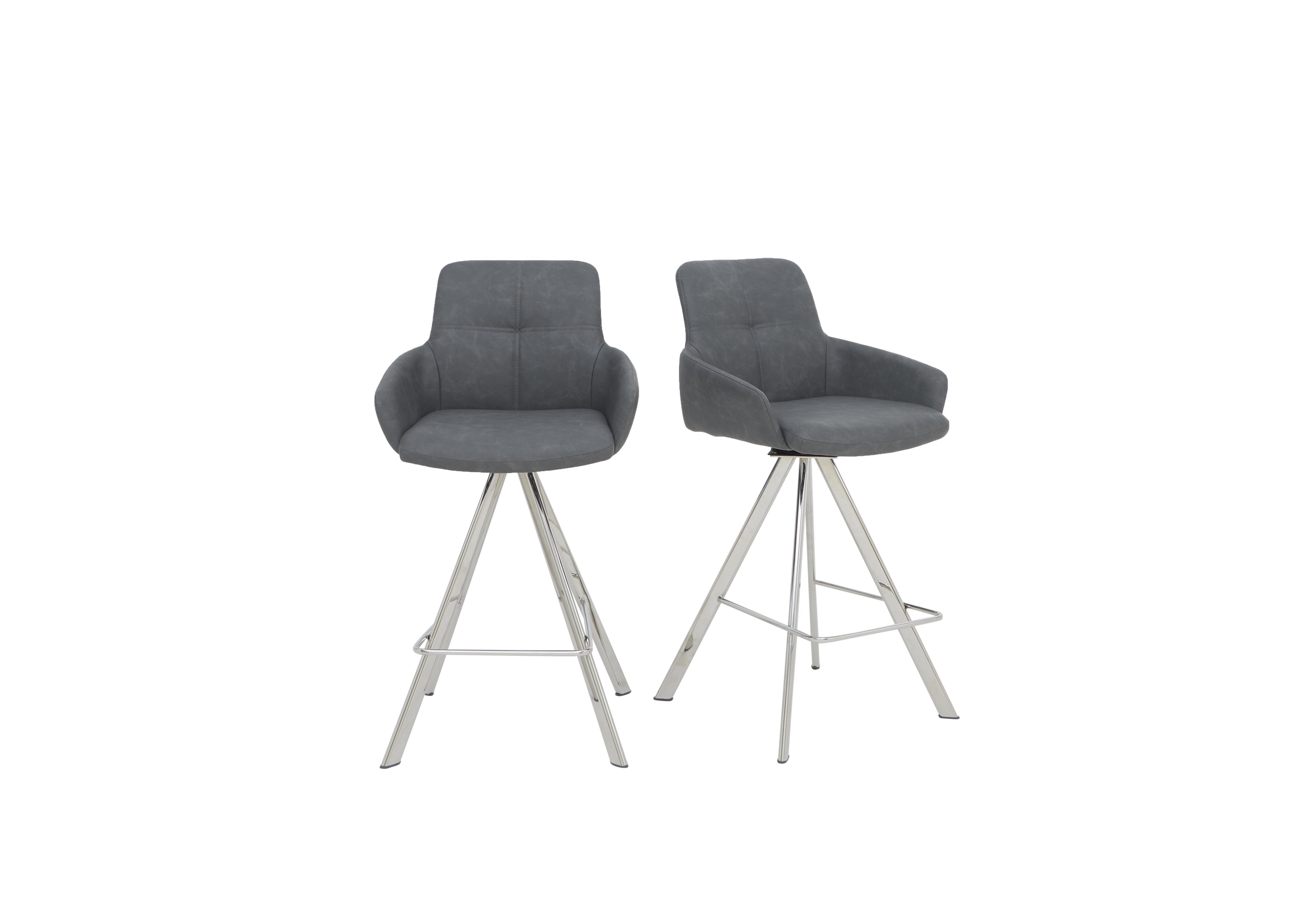 Vegas Pair of Faux Leather Swivel Barstools with Arms in  on Furniture Village