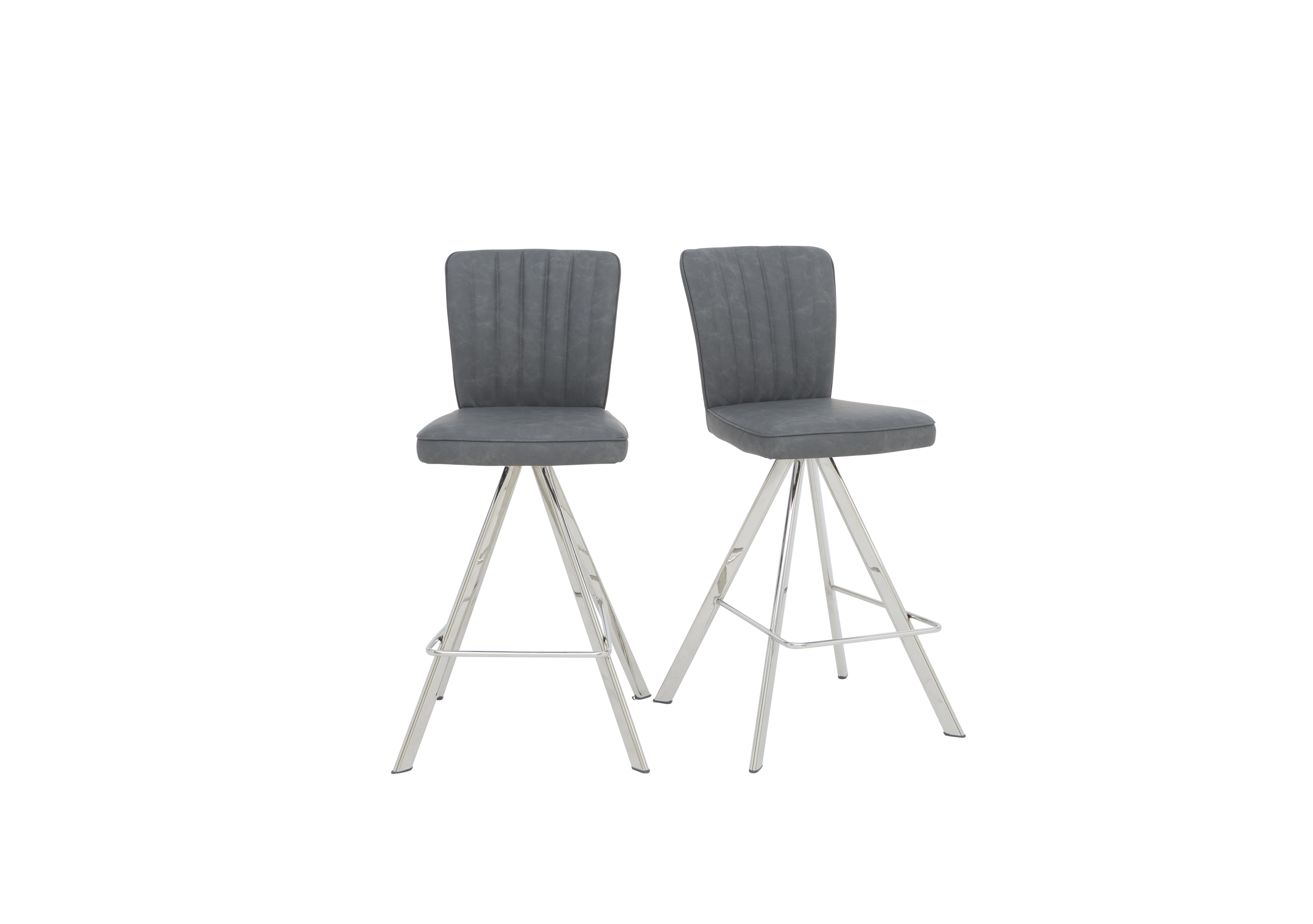 Vegas Pair of Faux Leather Swivel Barstools in  on Furniture Village