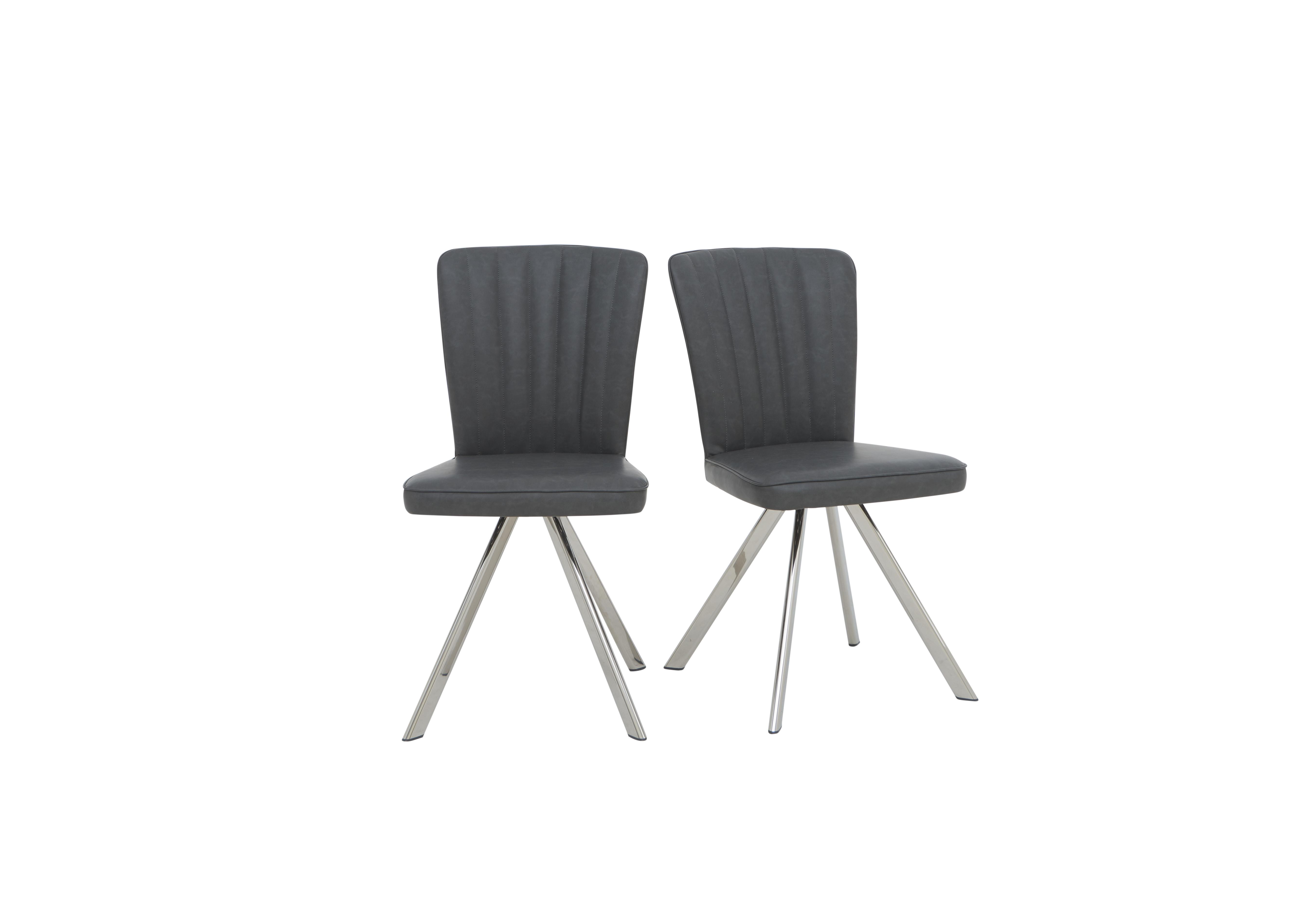 Vegas Pair of Faux Leather Swivel Dining Chairs in  on Furniture Village