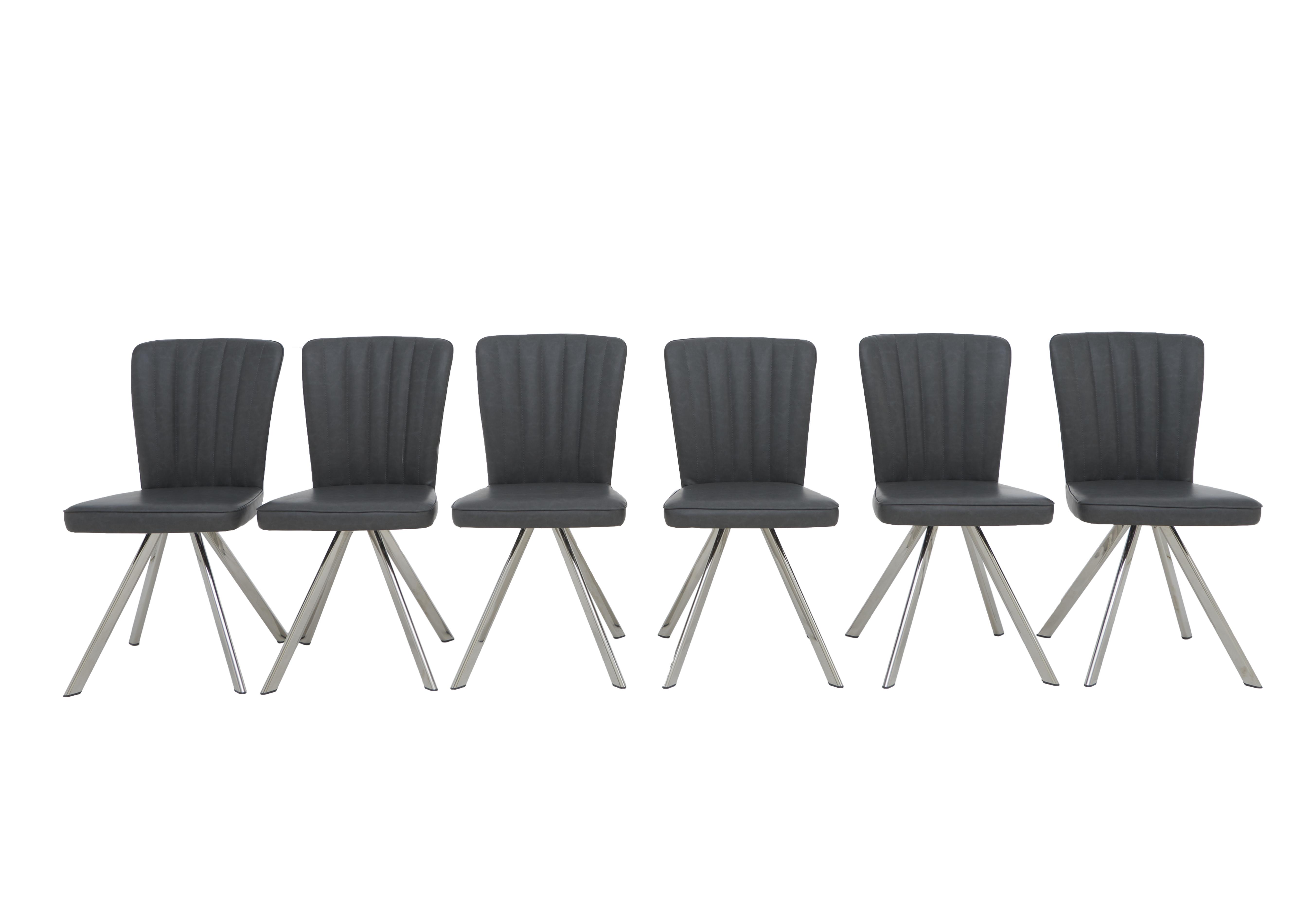 Vegas Set of 6 Faux Leather Swivel Dining Chairs in  on Furniture Village
