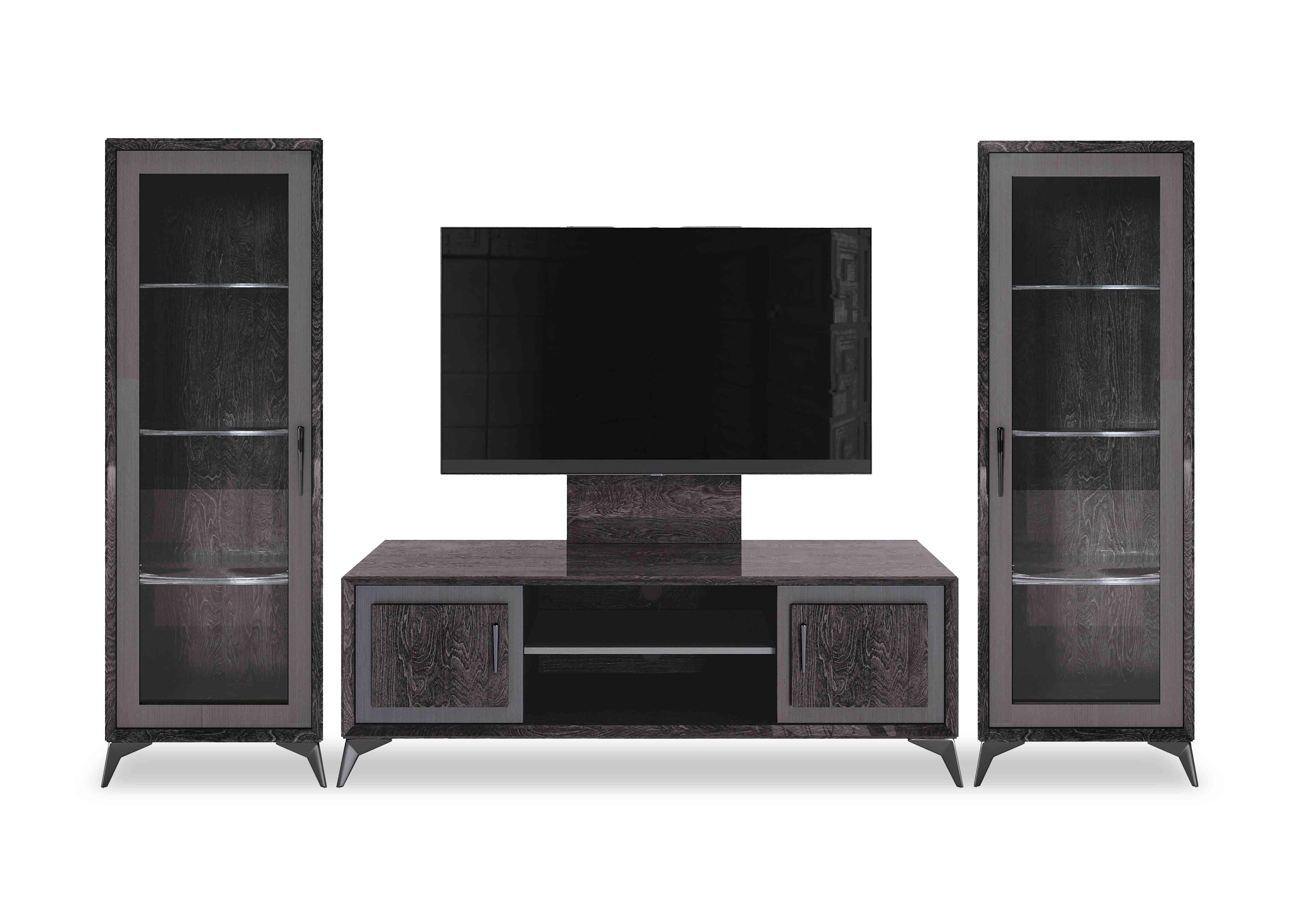 Vita Media Set with TV Unit, TV Wall Panel and Two 1 Door Curio Cabinets in  on Furniture Village