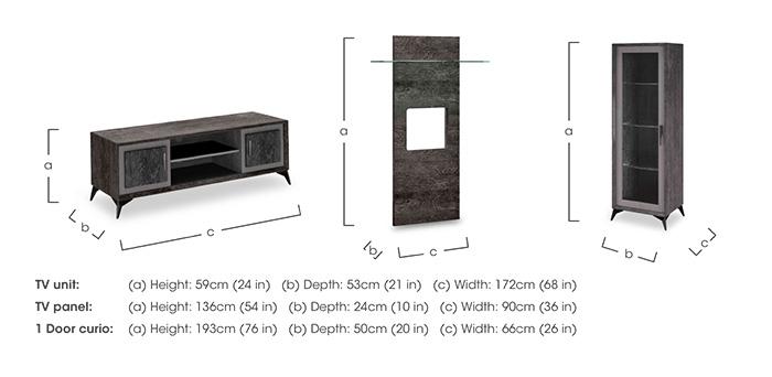 Vita Media Set with TV Unit, TV Wall Panel and Two 1 Door Curio Cabinets in  on Furniture Village
