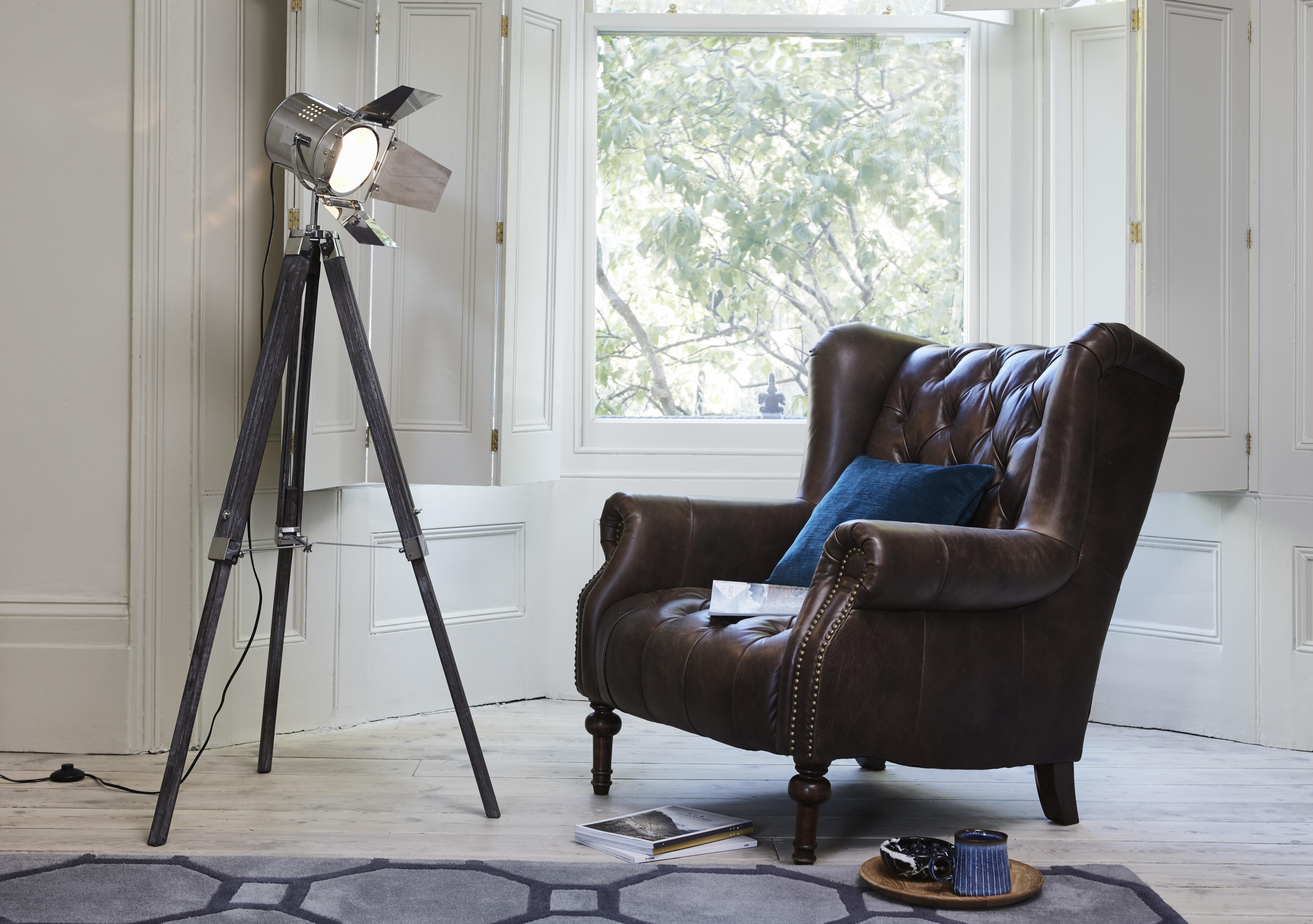 Wooden Tripod Film Floor Lamp in  on Furniture Village