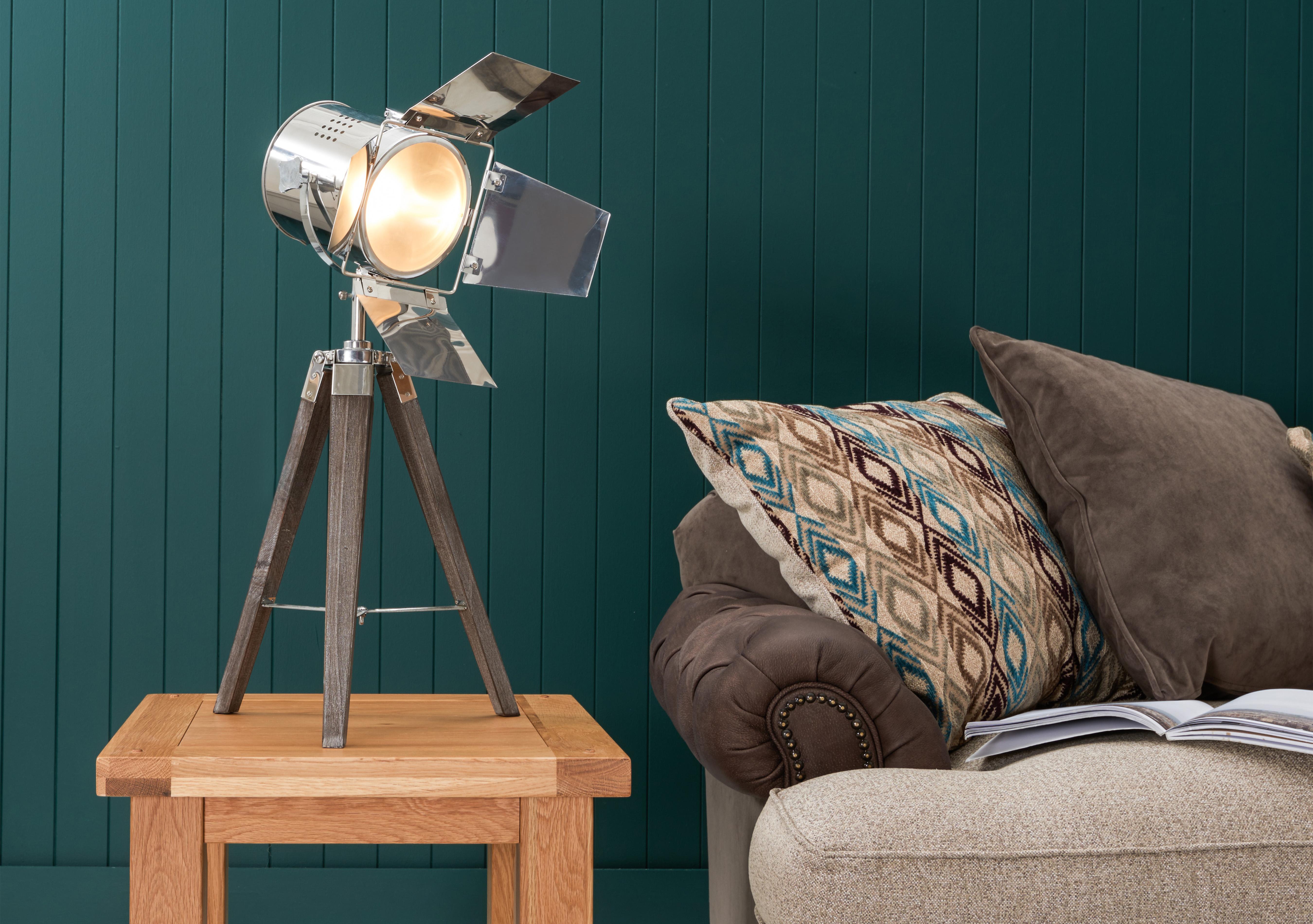 Wooden Tripod Film Table Lamp in  on Furniture Village