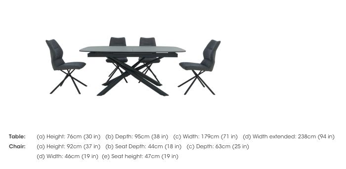 Zeppelin Extending Dining Table and 4 Side Dining Chairs in  on Furniture Village