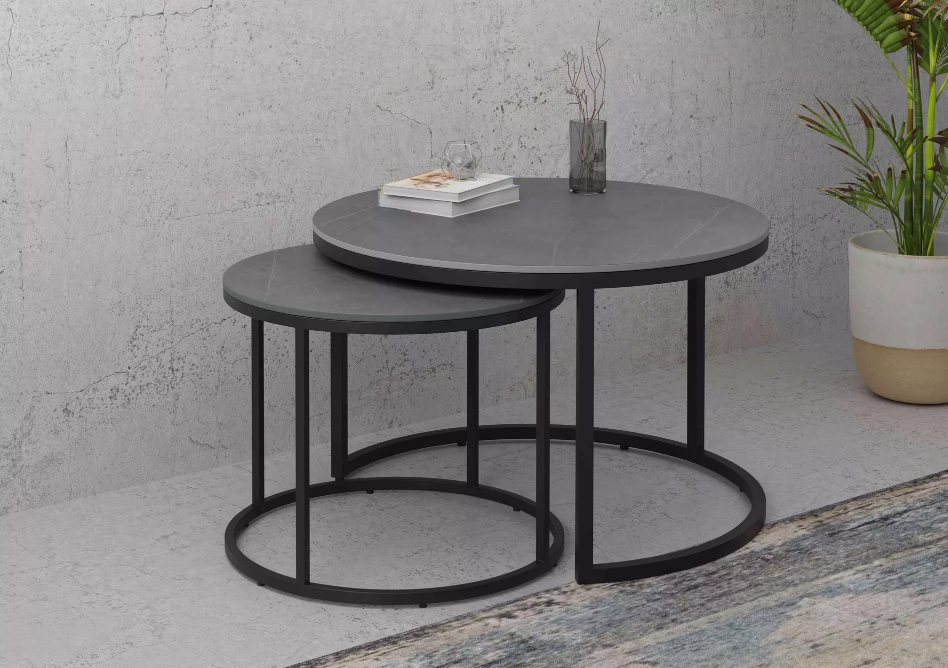 Zeus Round Nest of Coffee Tables