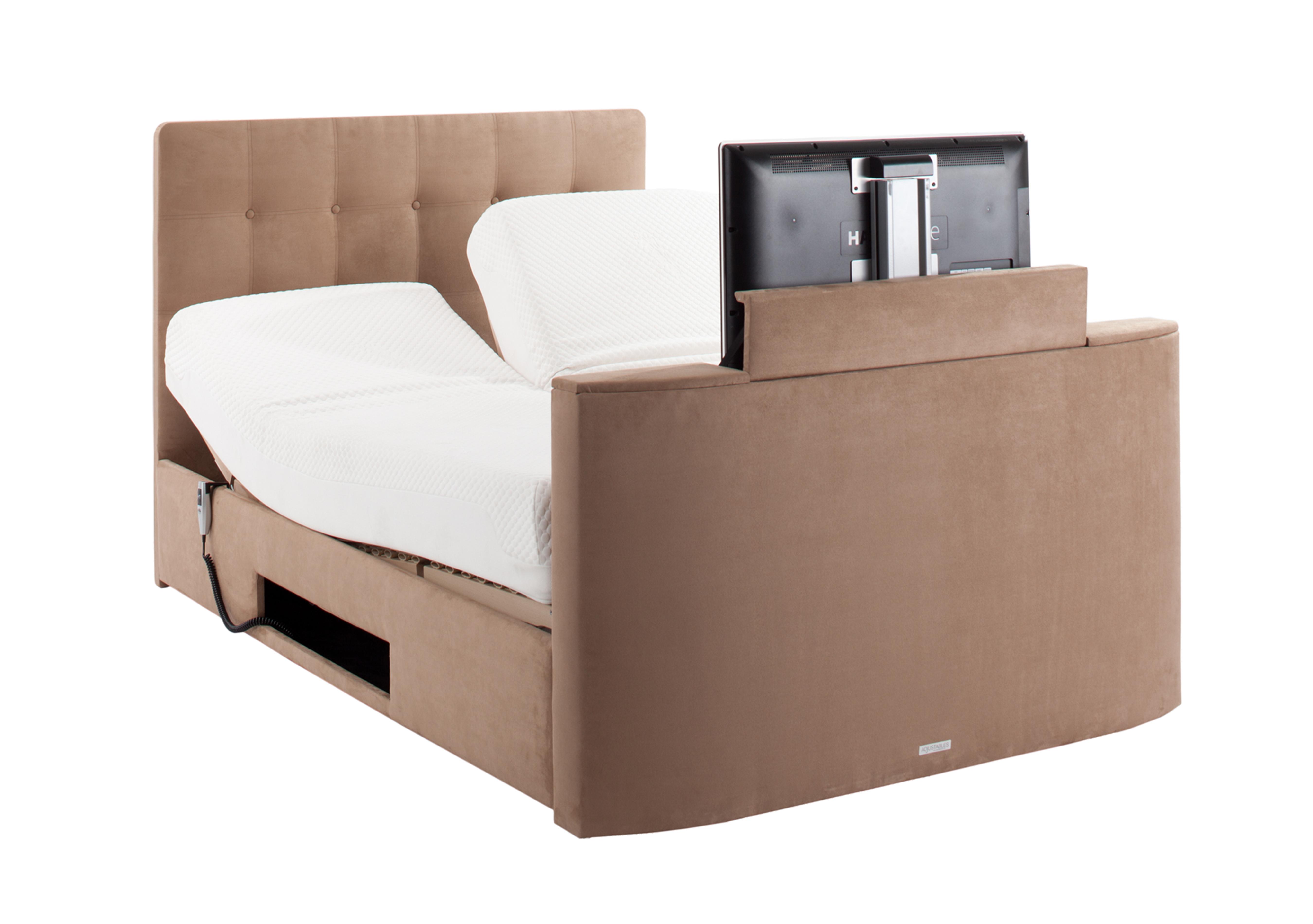 Empire TV Bed in Faux Suede Latte on Furniture Village