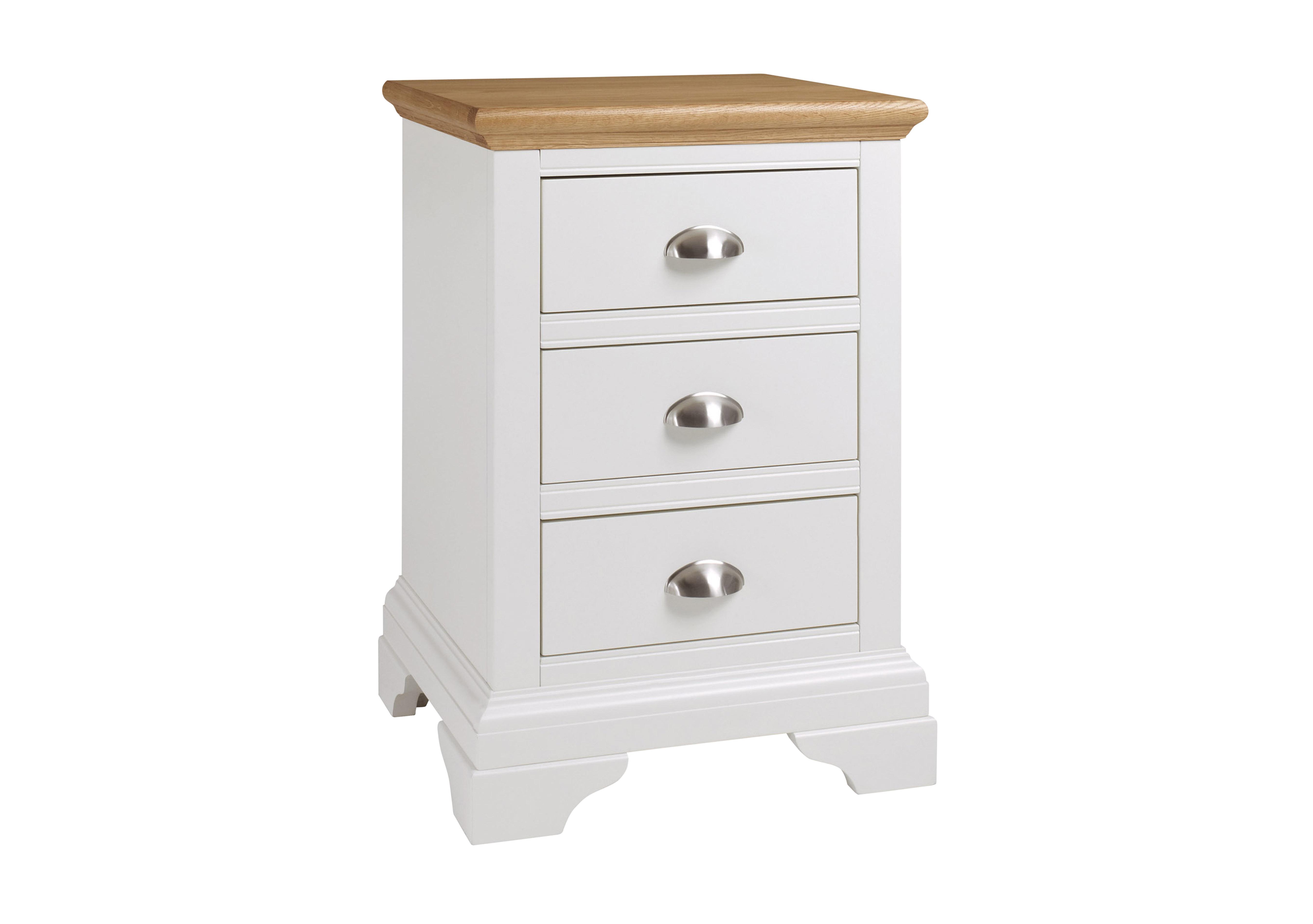 Emily 3 Drawer Bedside Chest in Ivory And Oak on Furniture Village