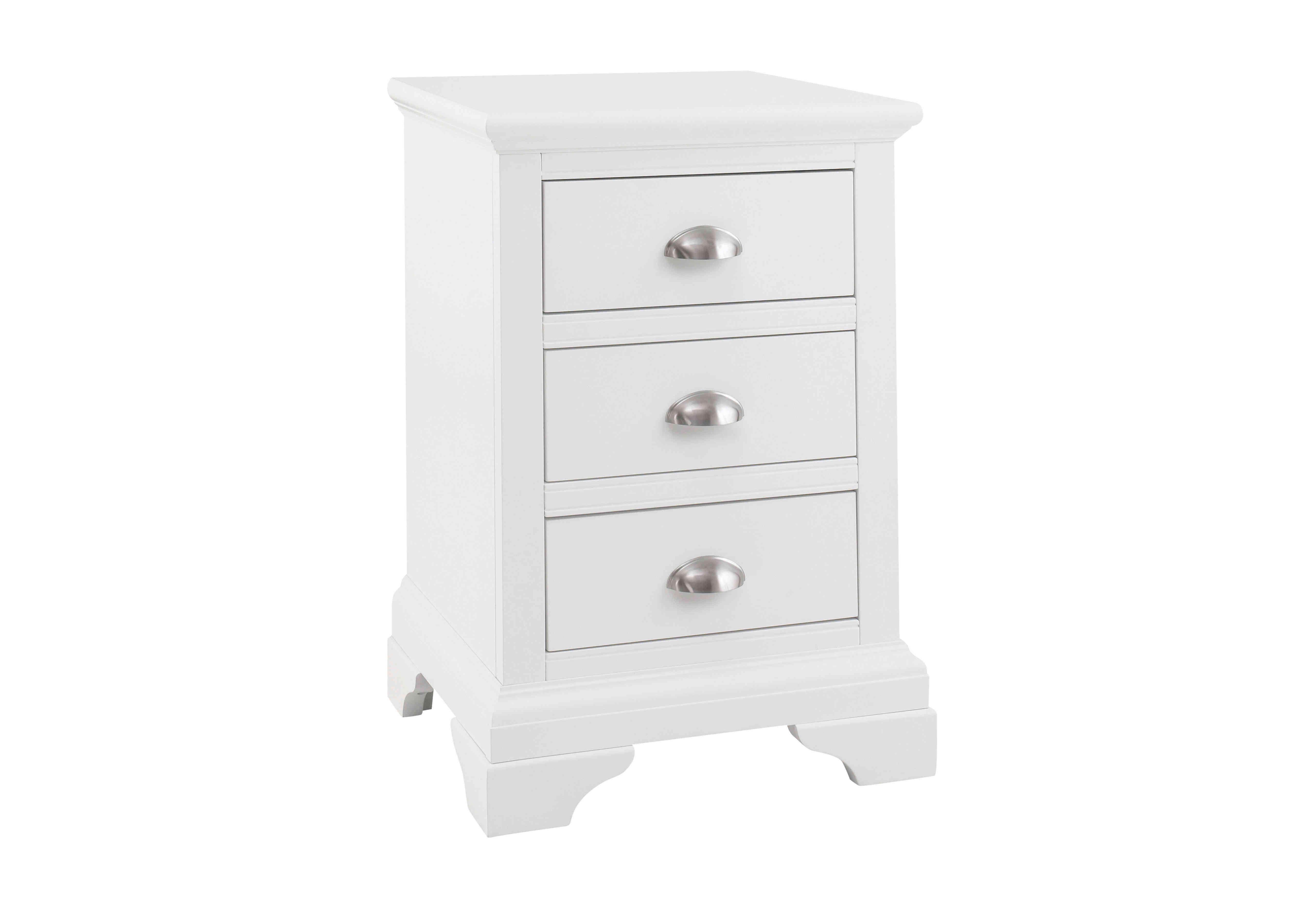 Emily 3 Drawer Bedside Chest in White on Furniture Village