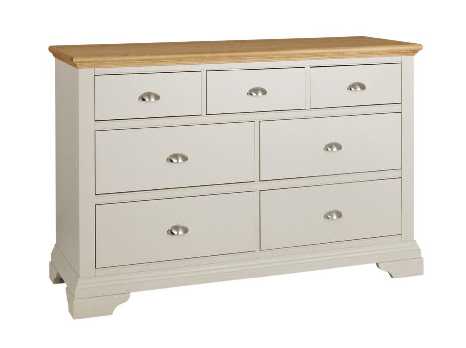 Emily 7 Drawer Chest in Soft Grey And Oak on Furniture Village