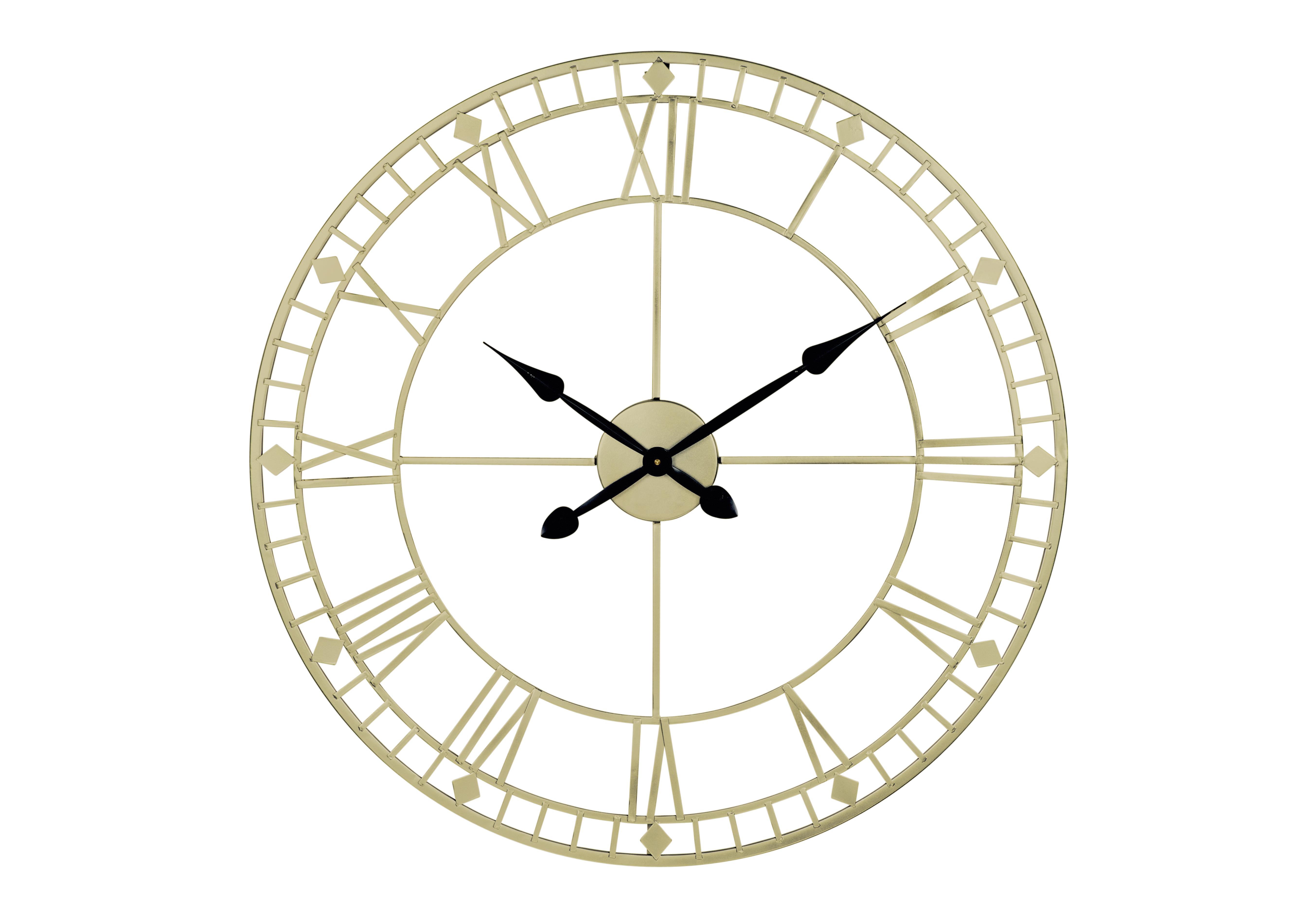 Antique Metal Wall Clock in Gold on Furniture Village