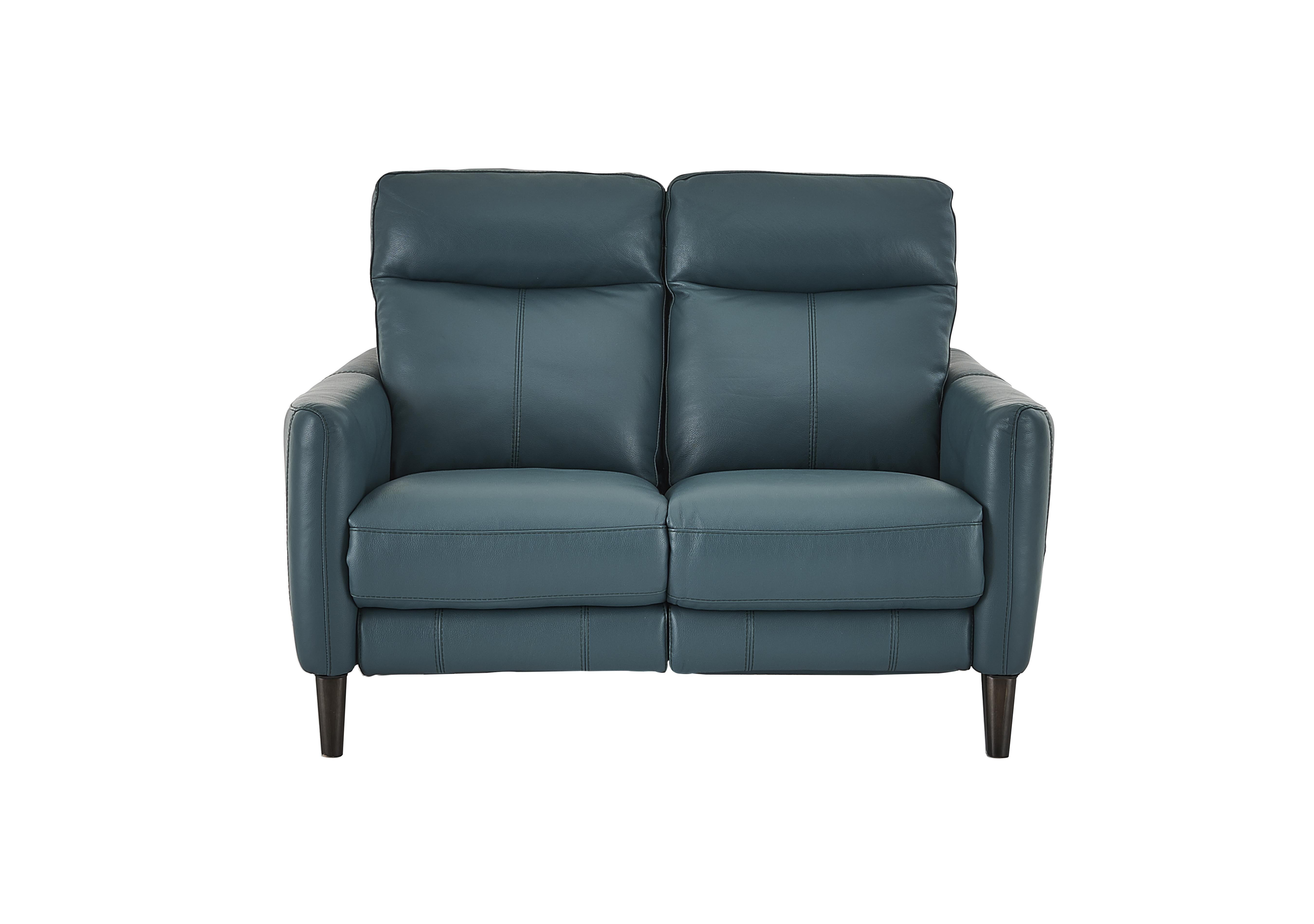 Compact Collection Petit 2 Seater Leather Sofa in Bv-301e Lake Green on Furniture Village